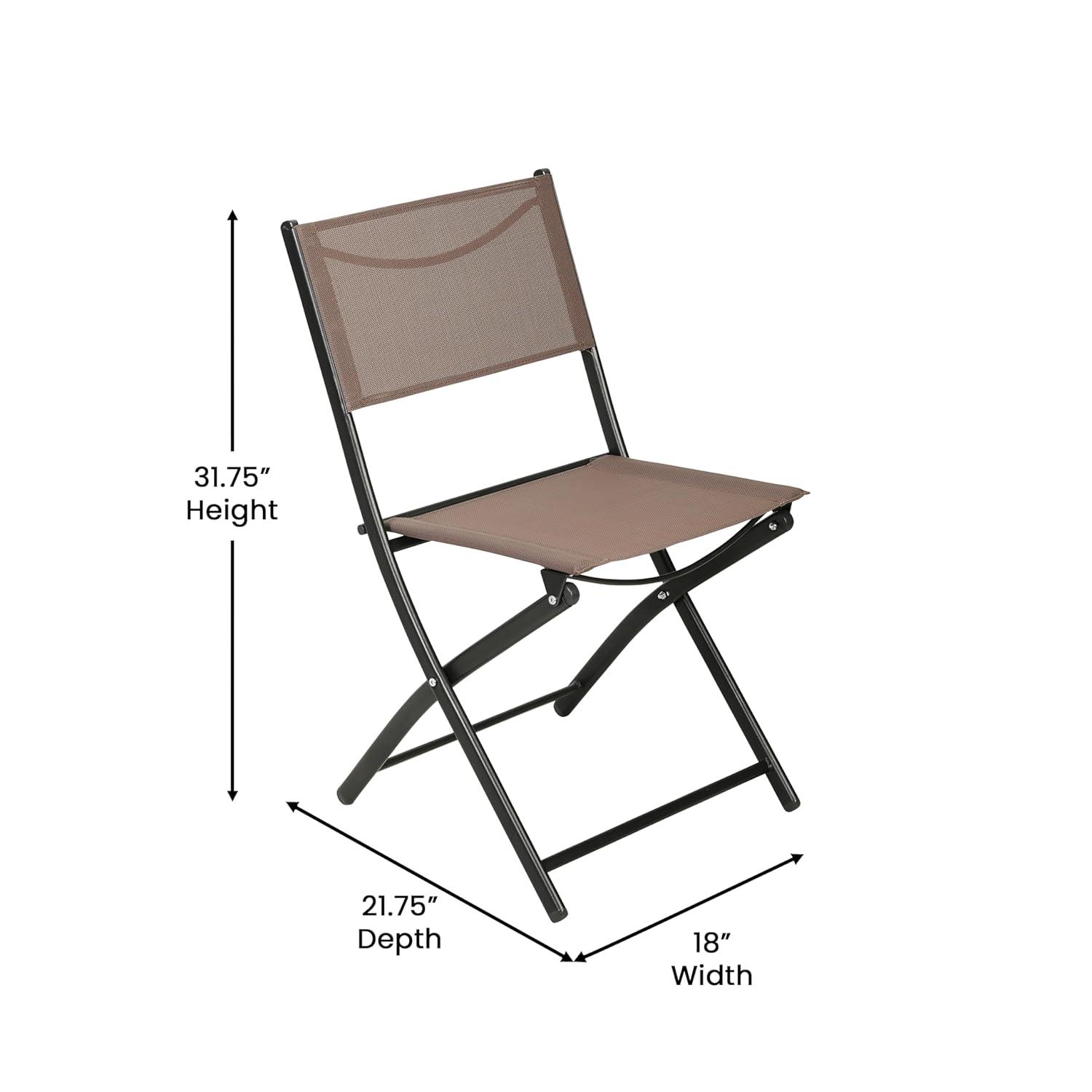 Flash Furniture Brazos Set of 4 Commercial Grade Indoor/Outdoor Folding Chairs with Brown Flex Comfort Material Backs and Seats and Black Metal Frames
