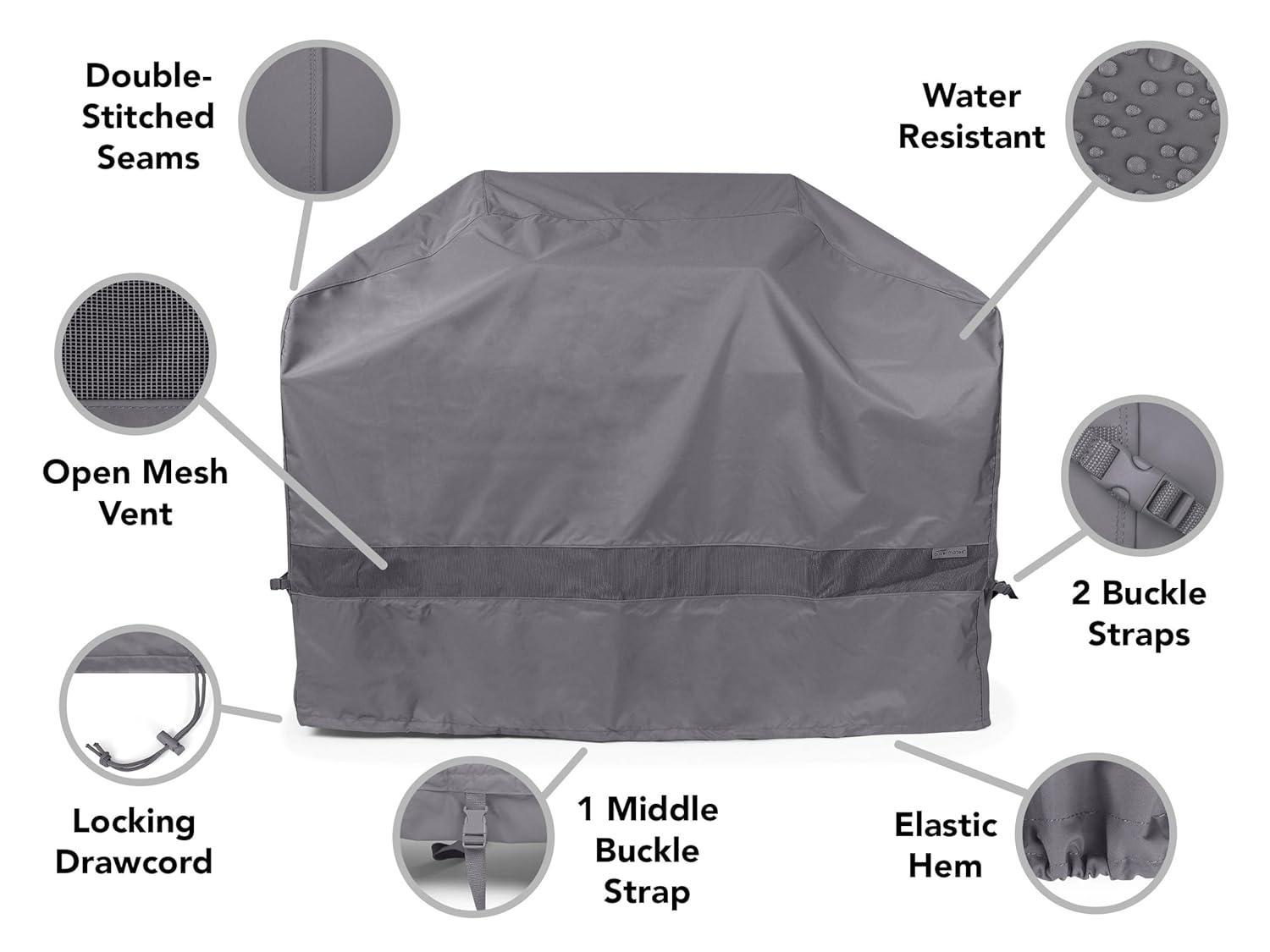 Grill Cover - Weather Resistant Outdoor Cover, Heavy Duty BBQ Covers for Large Outdoor Kitchen, 300D Polyester, 66 Inch, Charcoal
