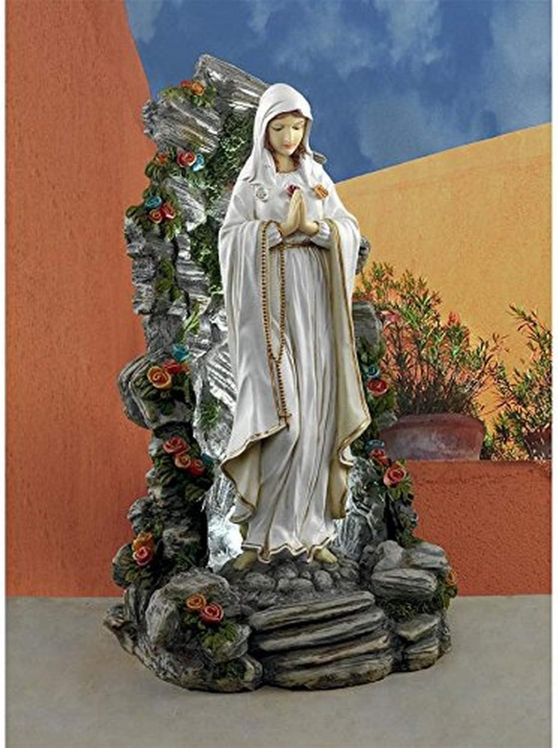 Blessed Virgin Mary Illuminated Garden Grotto Statue