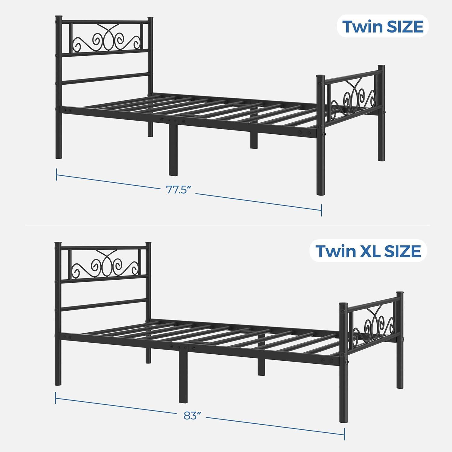 Yaheetech Twin XL Bed Frames Metal Platform Bed with Headboard and Footboard No Box Spring Needed Easy Assembly,Under-Bed Space: 12.6''/Black/Twin XL Bed