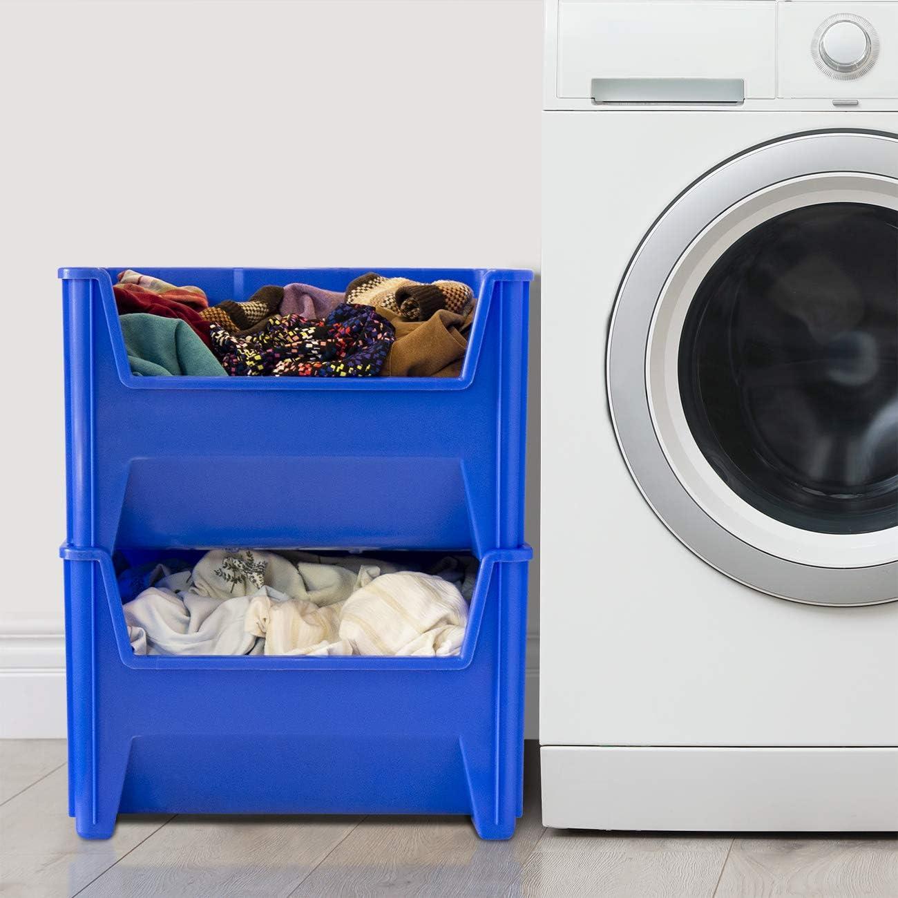 Akro-Mils Stak-N-Store 13017 Large Storage Bins, Stackable Heavy Duty Containers, 15"x20"x12.5", Clear, 3-Pack