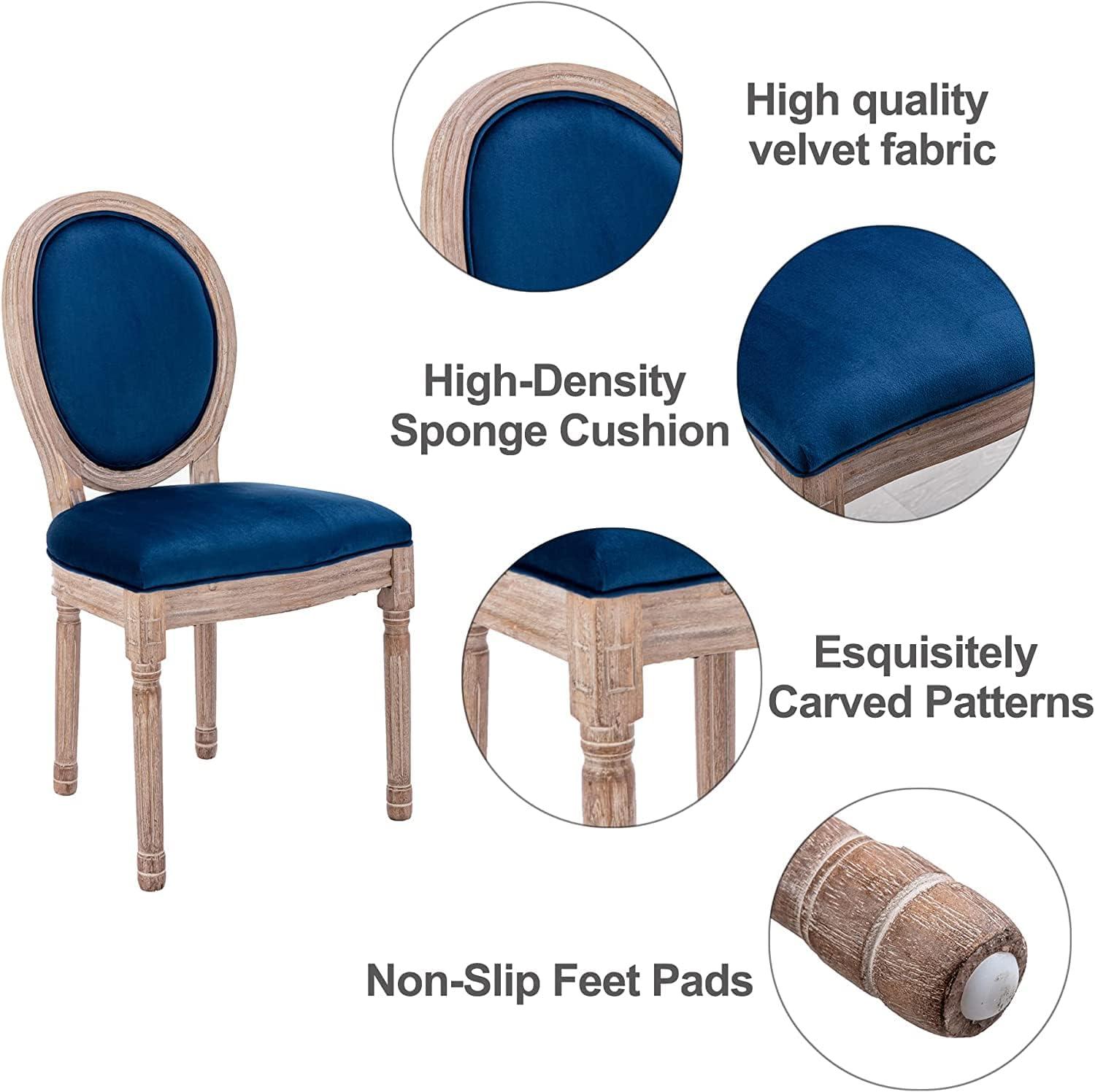 One Allium Way® French Style Vintage Solid Wood Upholstered Dining Chair (Set of 4)