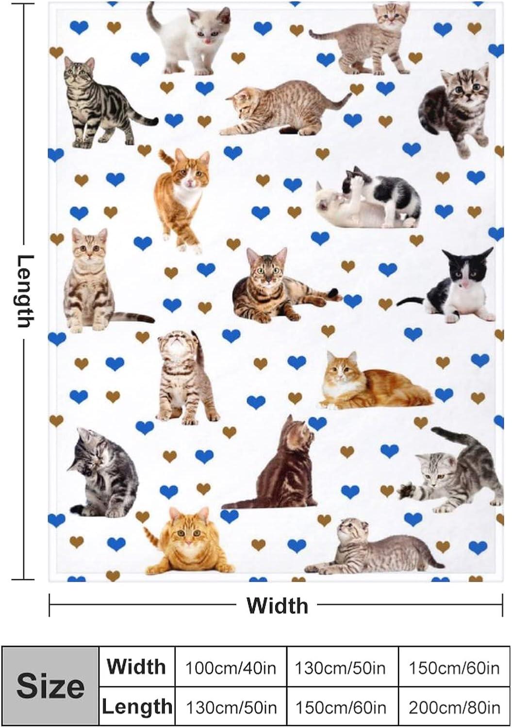 Cute Cat Blanket Super Soft Flannel Fleece Throw Blankets Kids Adults for Bedding Bedroom Living Rooms Sofa Full Season Gifts