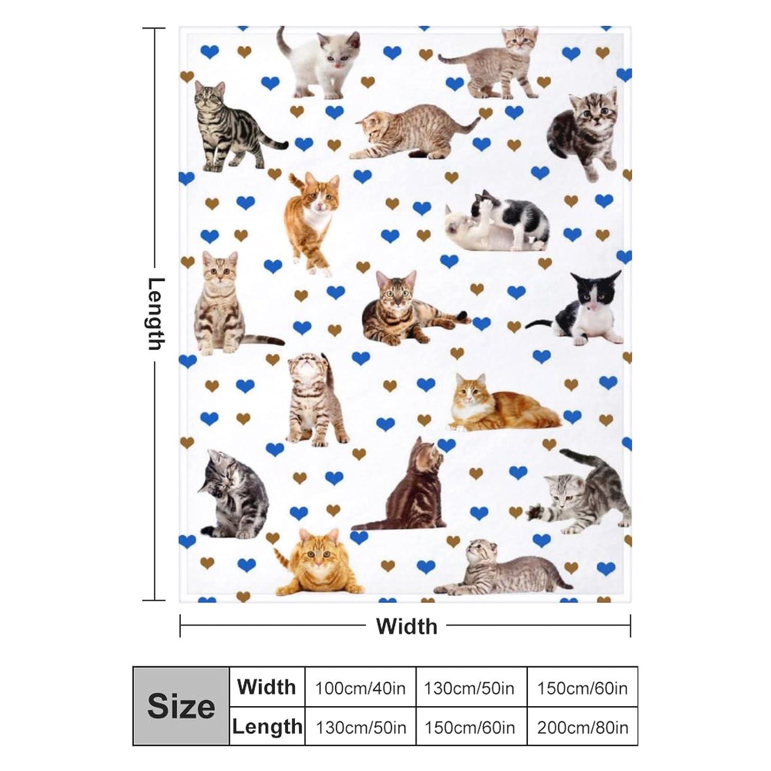 Cute Cat Blanket Super Soft Flannel Fleece Throw Blankets Kids Adults for Bedding Bedroom Living Rooms Sofa Full Season Gifts