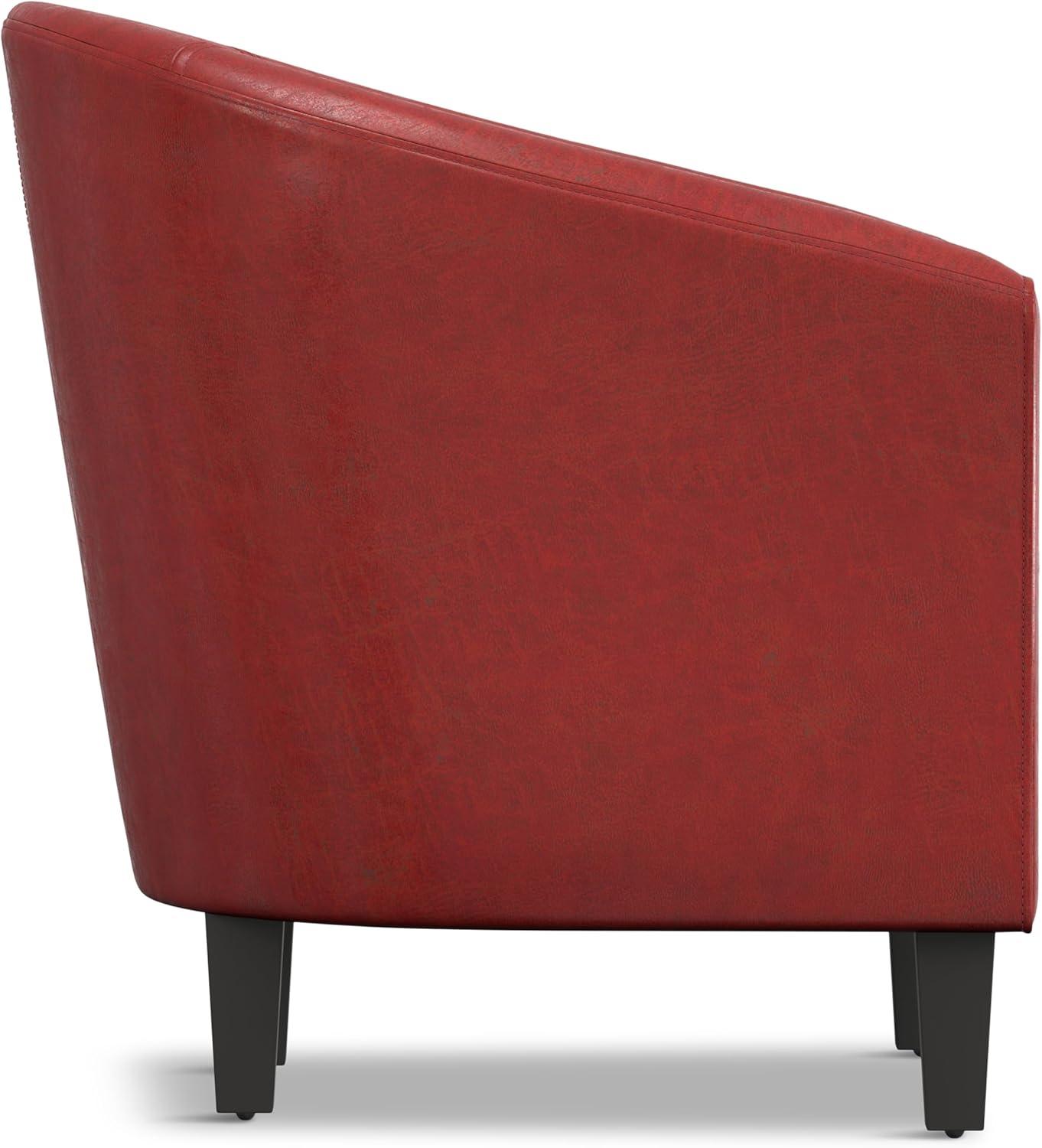 Simpli Home Austin 30"W Upholstered Vegan Faux Leather Contemporary Tub Accent Chair with High Arms and Deep Seat