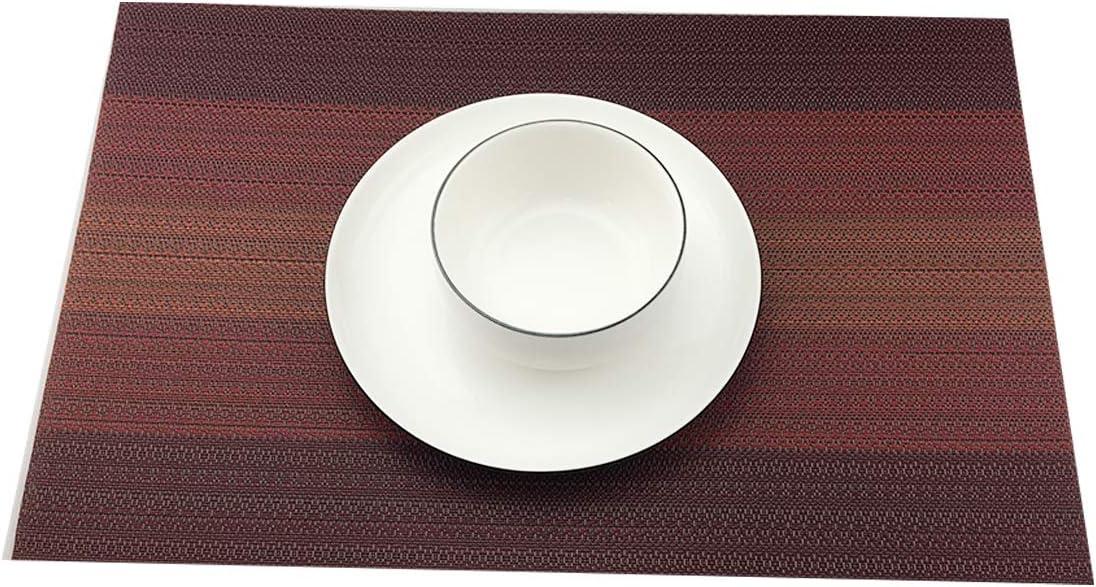 Red Vinyl Placemats Set of 6 | PVC Dining Table Placemat for Home, Kitchen, and Office | Waterproof & Easy to Clean