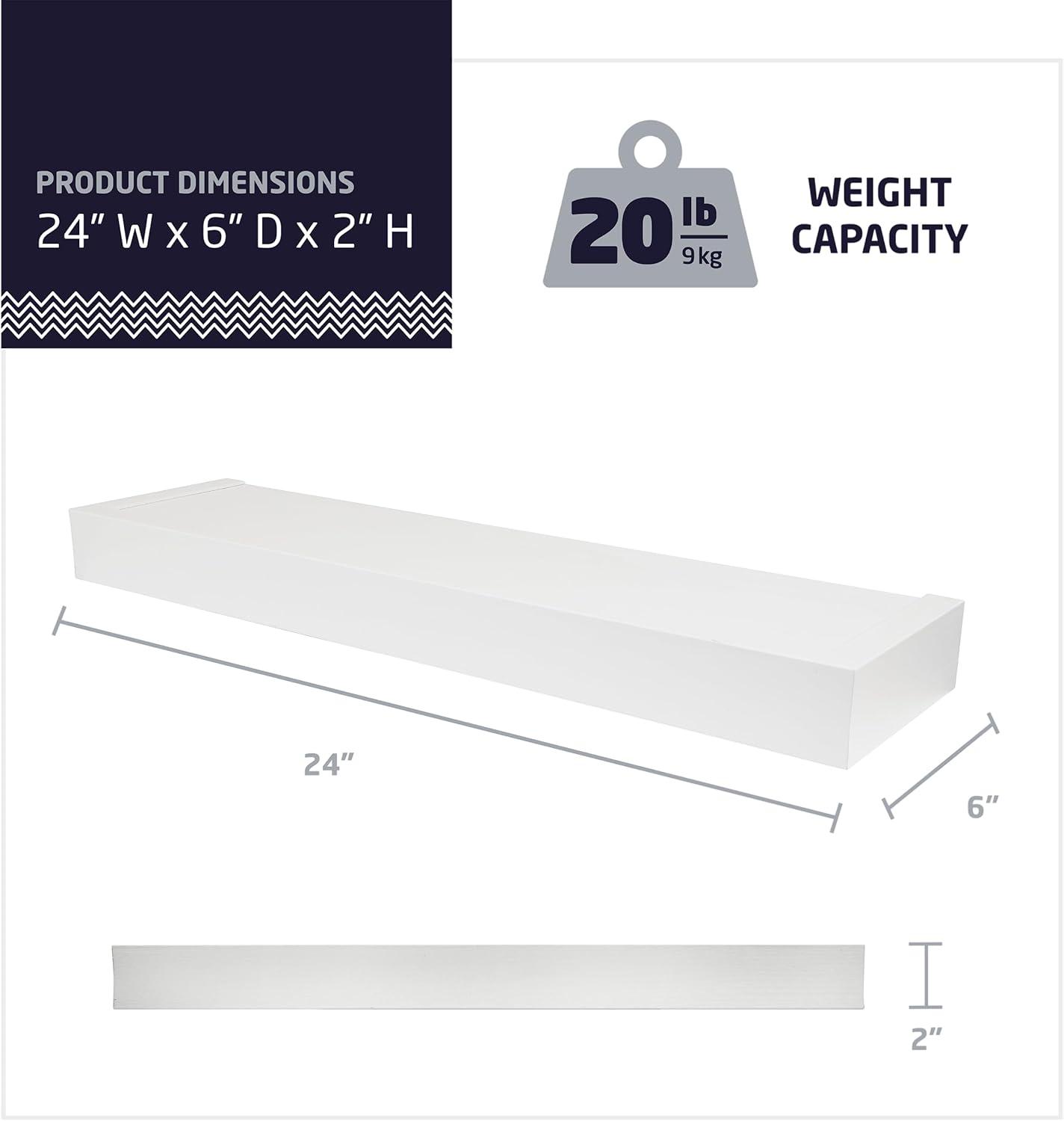 High & Mighty Floating Shelf Flat Design White 24"