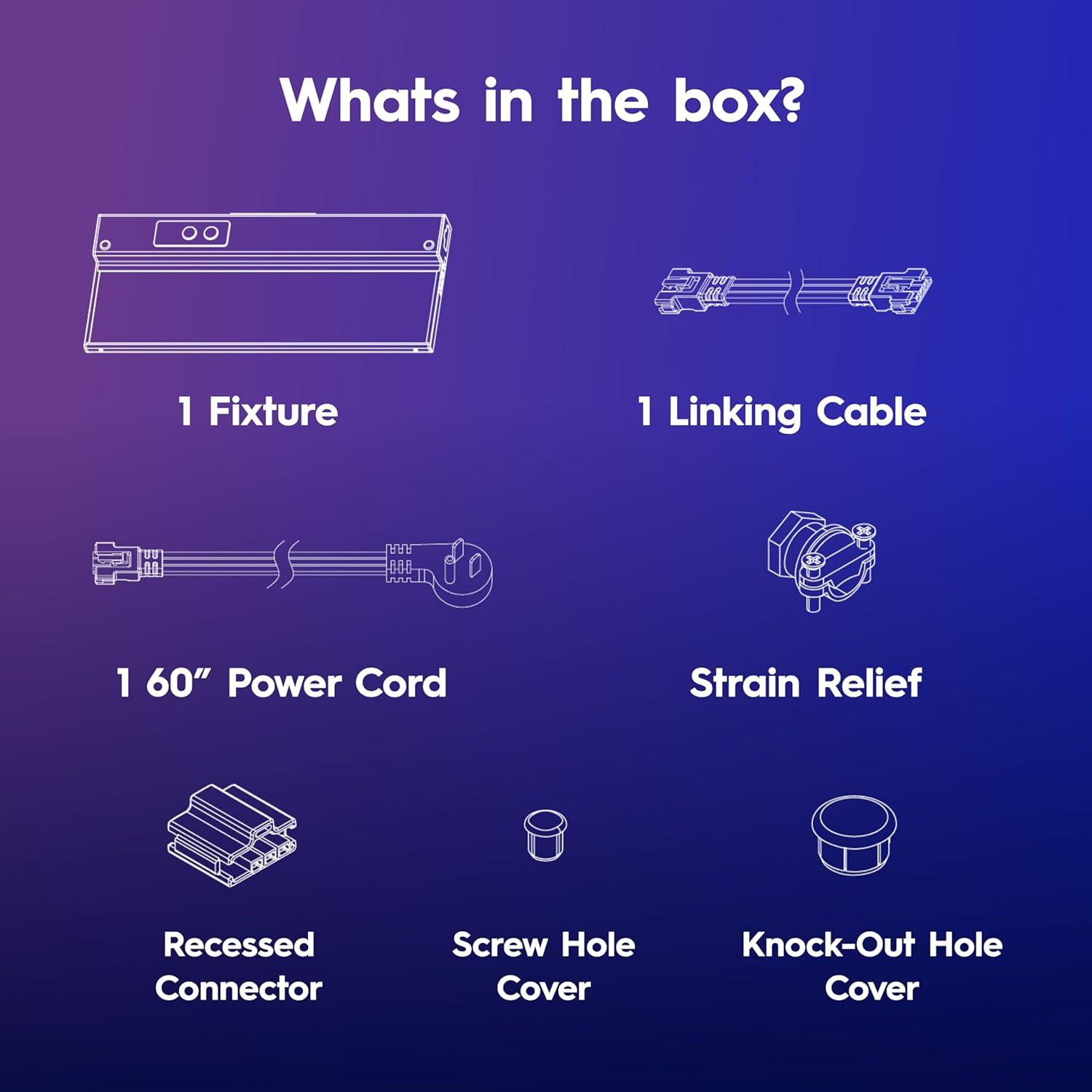 GE Household Lighting 24" Undercabinet Light Fixture: LED, 1500 Lumens, 3000K, Multicolored, Push Button, Plastic, 5-Year Warranty