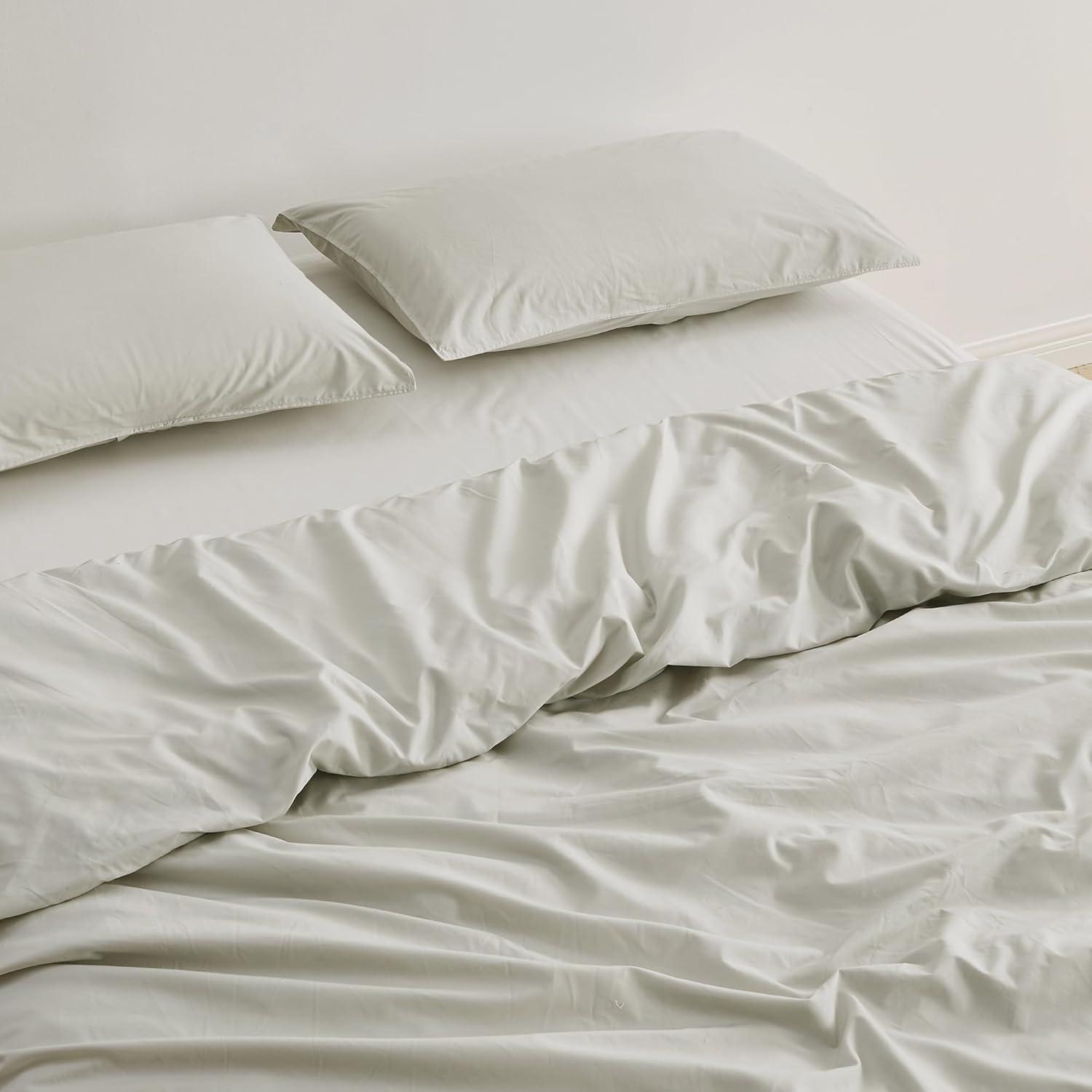 Sand Organic Cotton Percale Full/Queen Duvet Set