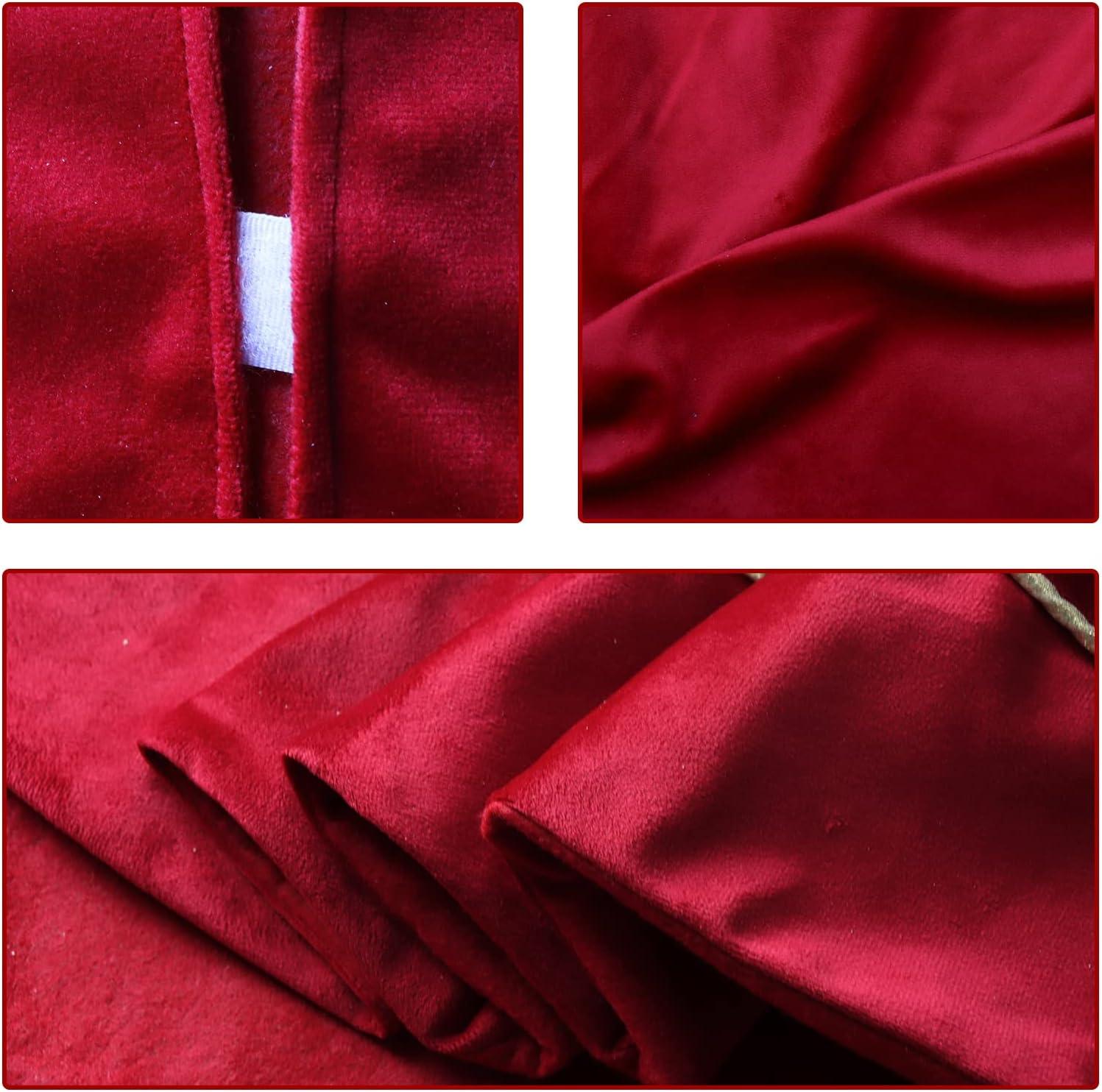 Red Velvet Fur 48'' Christmas Tree Skirt with White Trim