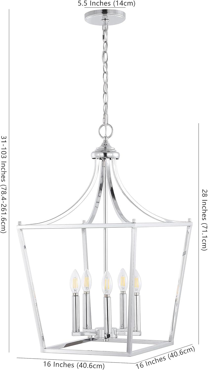 Camden 13" 4-Light Iron Classic Midcentury Pendant Lantern, Chrome