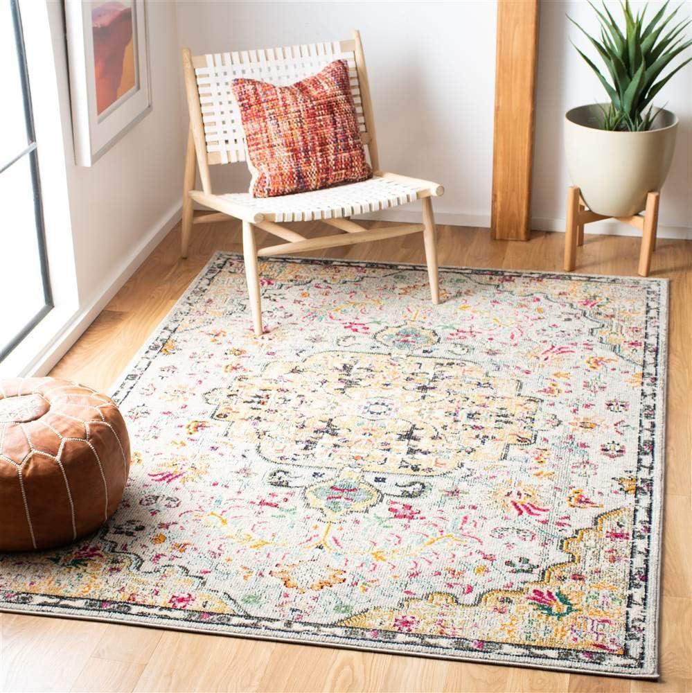 SAFAVIEH Madison Joandra Vintage Floral Area Rug, Grey/Gold, 9' x 12'