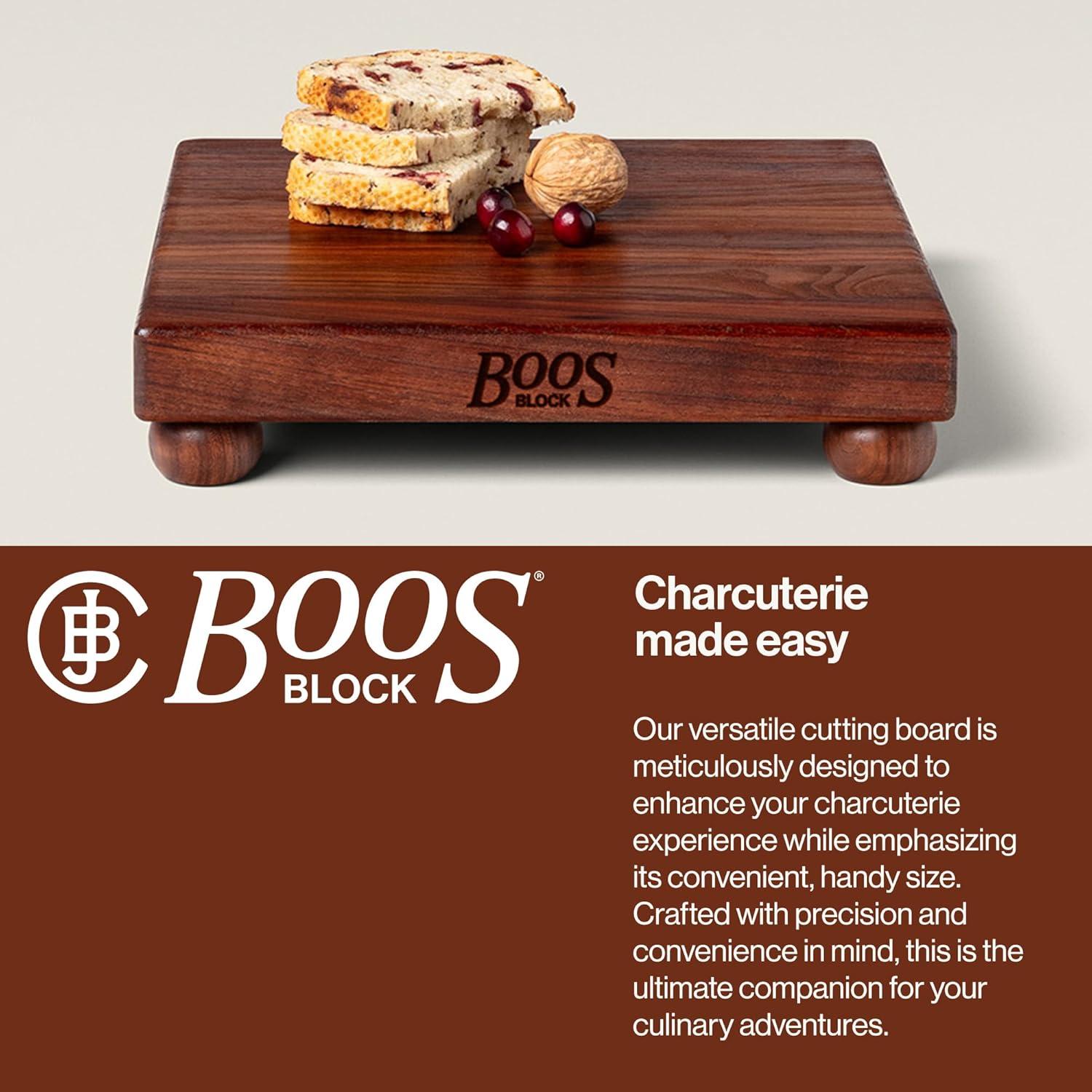 John Boos Gift 1.5" Edge Grain Walnut 12" Square Cutting Board with Wood Feet