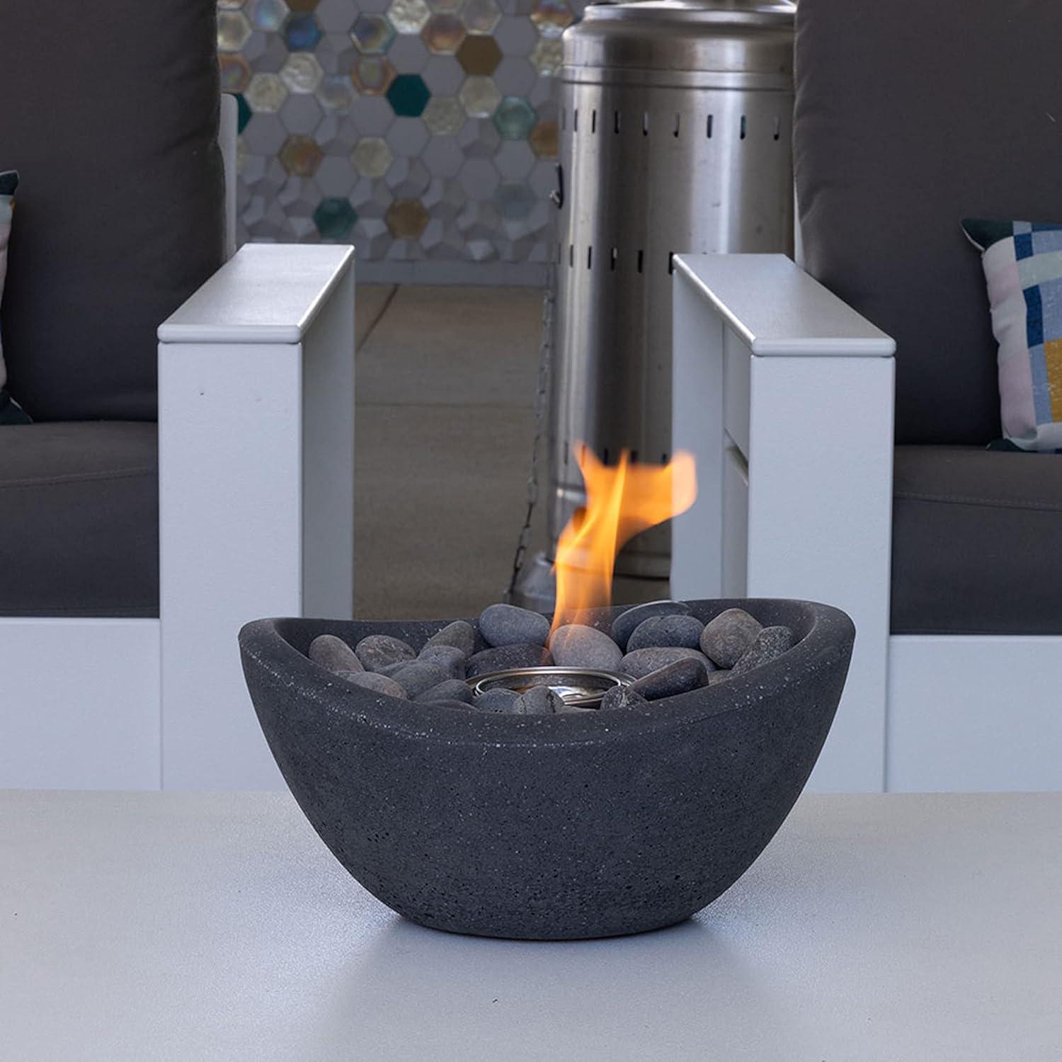 White Concrete Tabletop Gel Fire Pit with StoneCast Finish