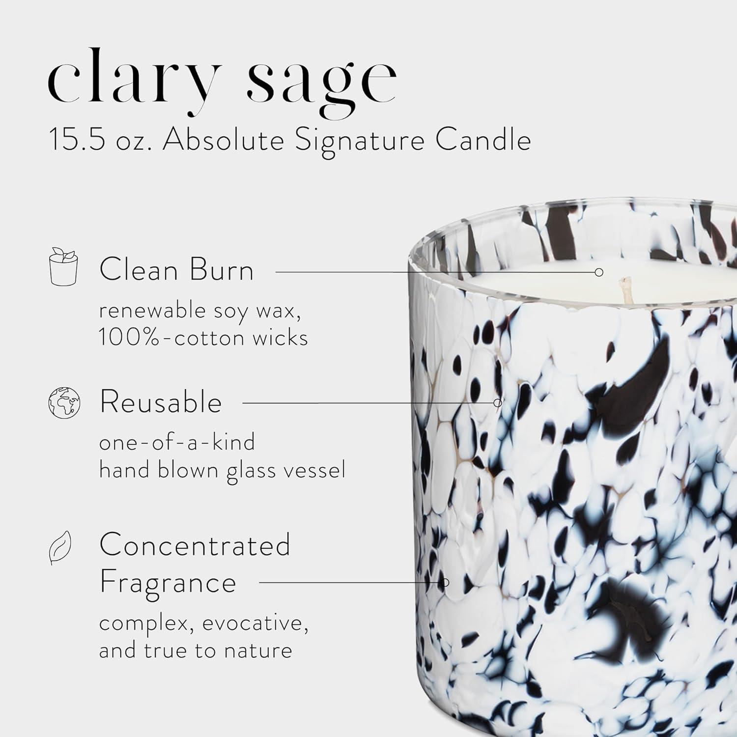 Hand-Blown Glass Clary Sage Scented Soy Candle