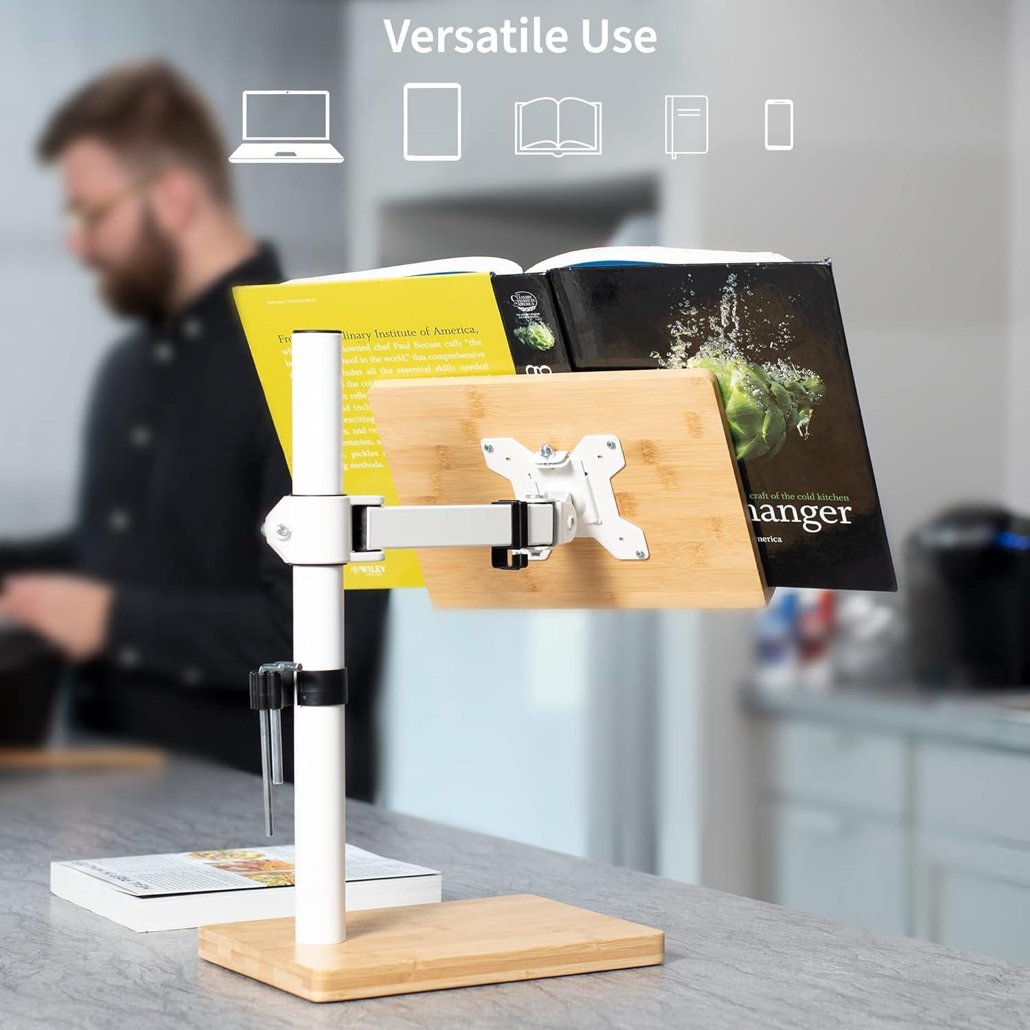 VIVO Light Wood / White Adjustable Bamboo Book Stand for Hands Free Reading