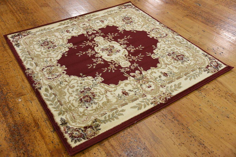 Versailles Classic Medallion 4' Square Rug in Rich Red