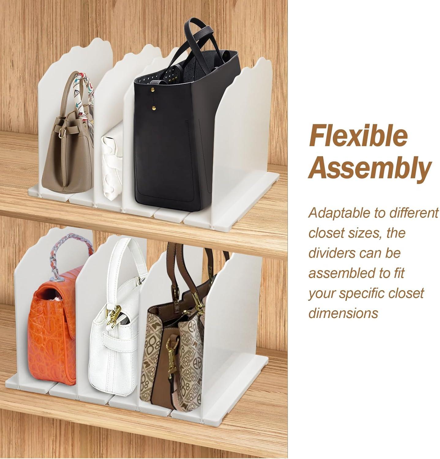 Rebrilliant Adjustable Shelf Divider for Closet, Closet Acrylic Handbag Separators Storage Organizer