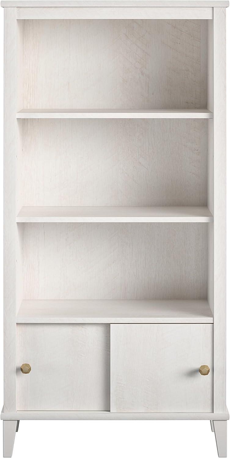 Adjustable Ivory Oak MDF Kids' Bookcase with Cubby Storage