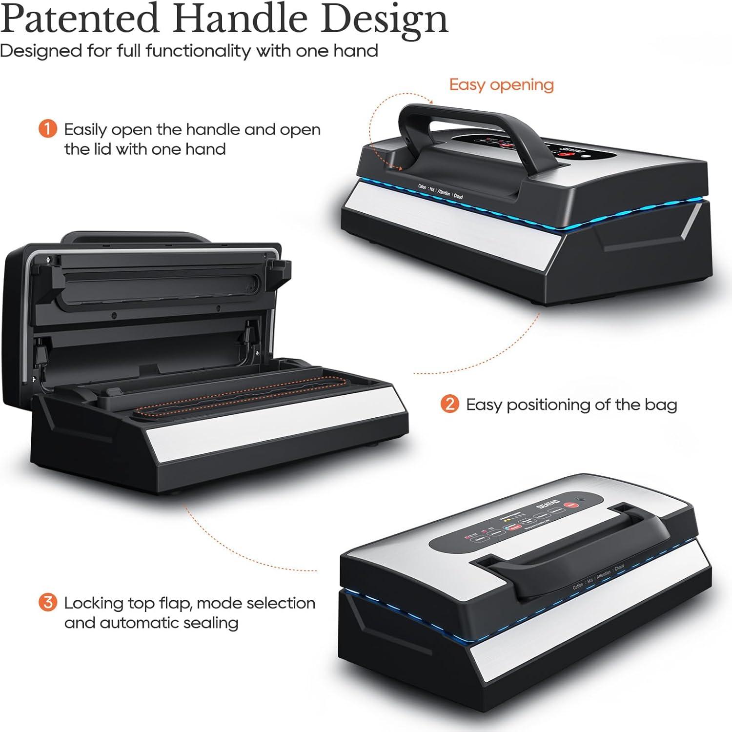 SEATAO SEATAO VH5188 Automatic Vacuum Sealer Machine, 90kPa Multifunction Commercial Vacuum Food Sealer For Food Preservation, Dry & Moist & Food & Extended Modes, LED lights, Double Seal