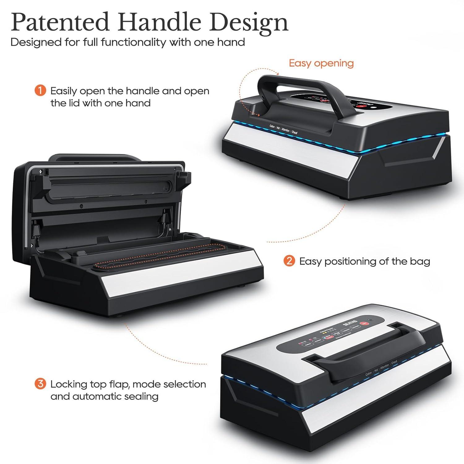 SEATAO SEATAO VH5188 Automatic Vacuum Sealer Machine, 90kPa Multifunction Commercial Vacuum Food Sealer For Food Preservation, Dry & Moist & Food & Extended Modes, LED lights, Double Seal