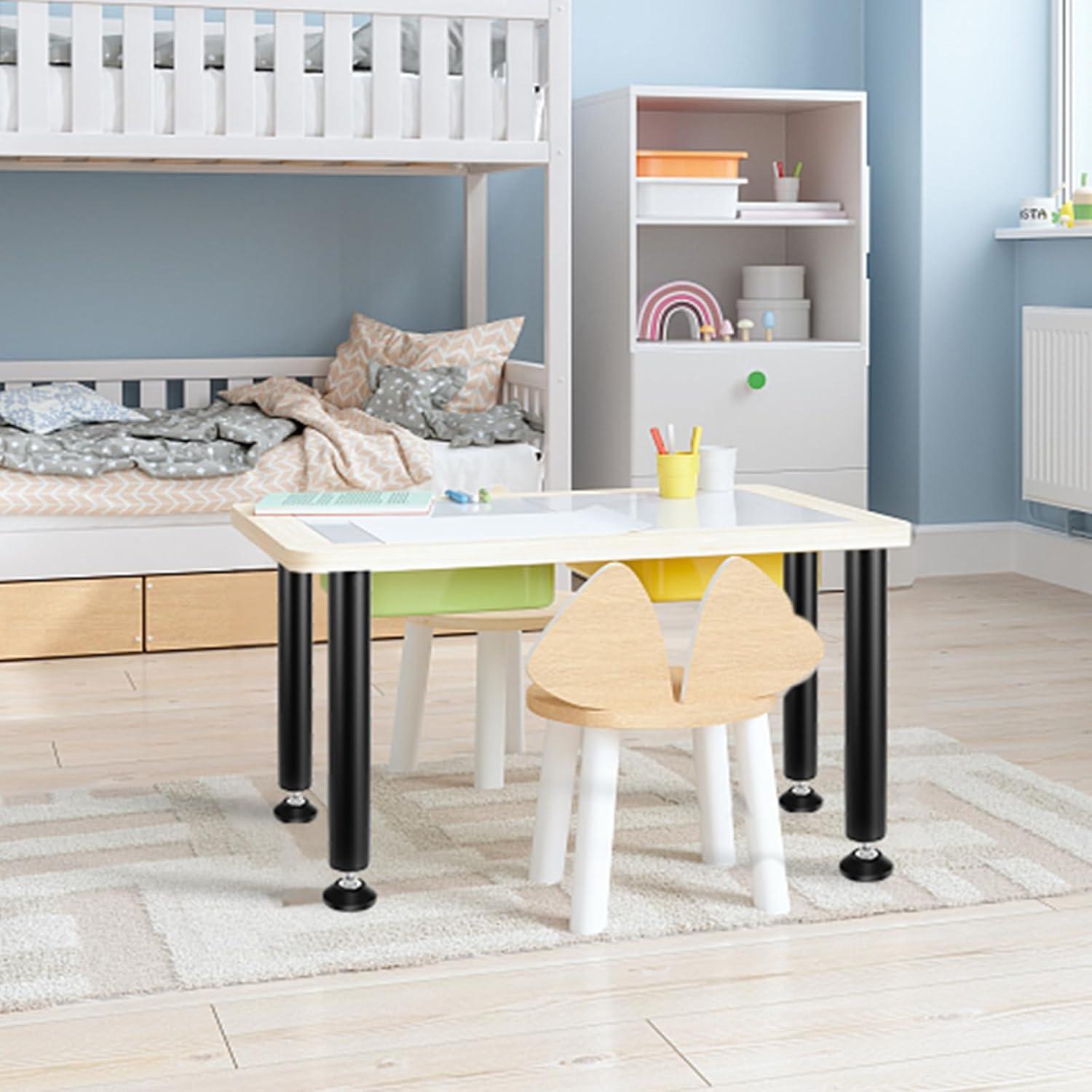 Symple Stuff Adjustable Desk Legs, Reinforced Steel Office Table Furniture legs Set of 4 for DIY, 1200 lbs Load Capacity Heavy Duty Desk Legs, Quick Instalation Legs with Adjustable Foot Cup Black (Set of 4)