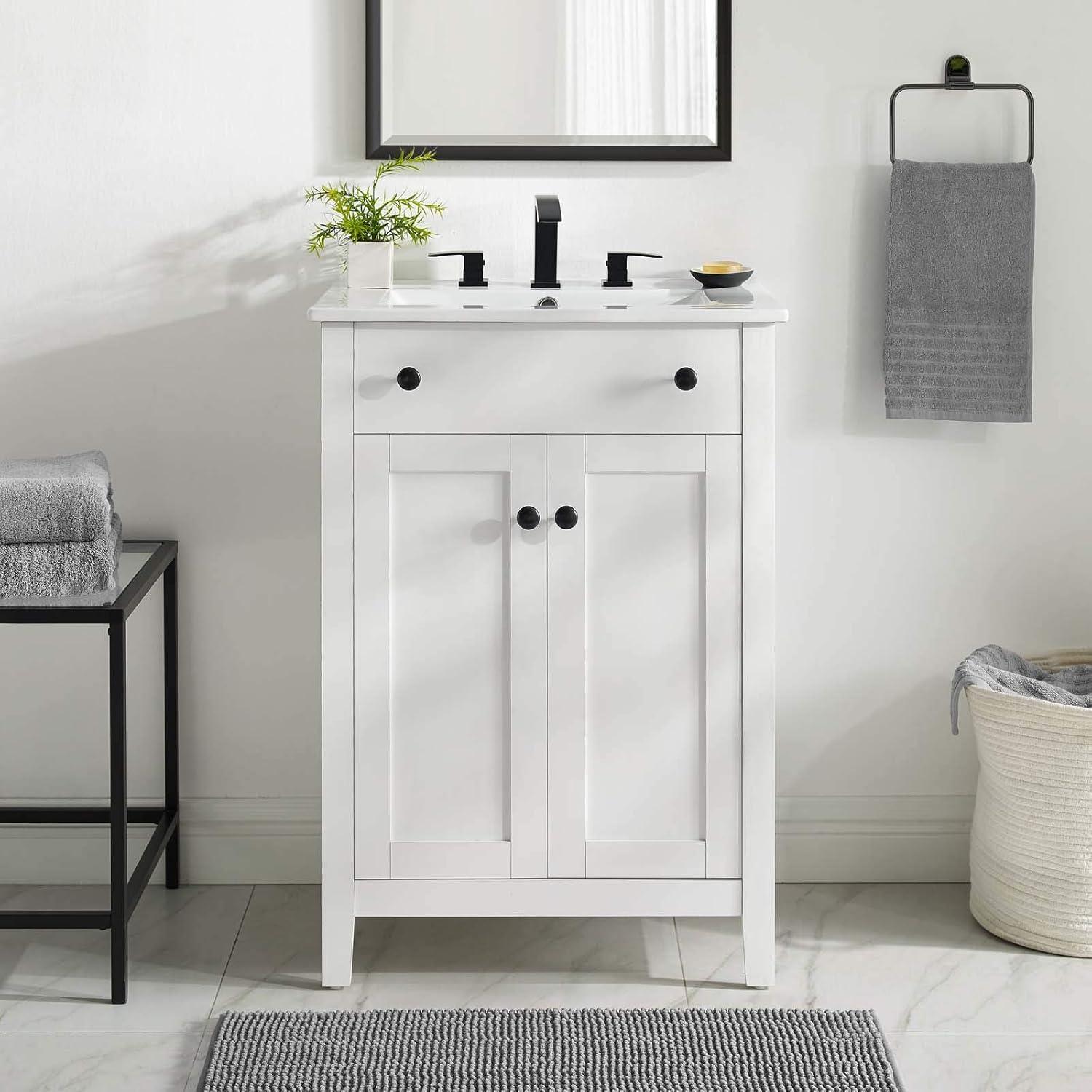 Nantucket 24" Sleek White Bathroom Vanity with Soft-Close Doors