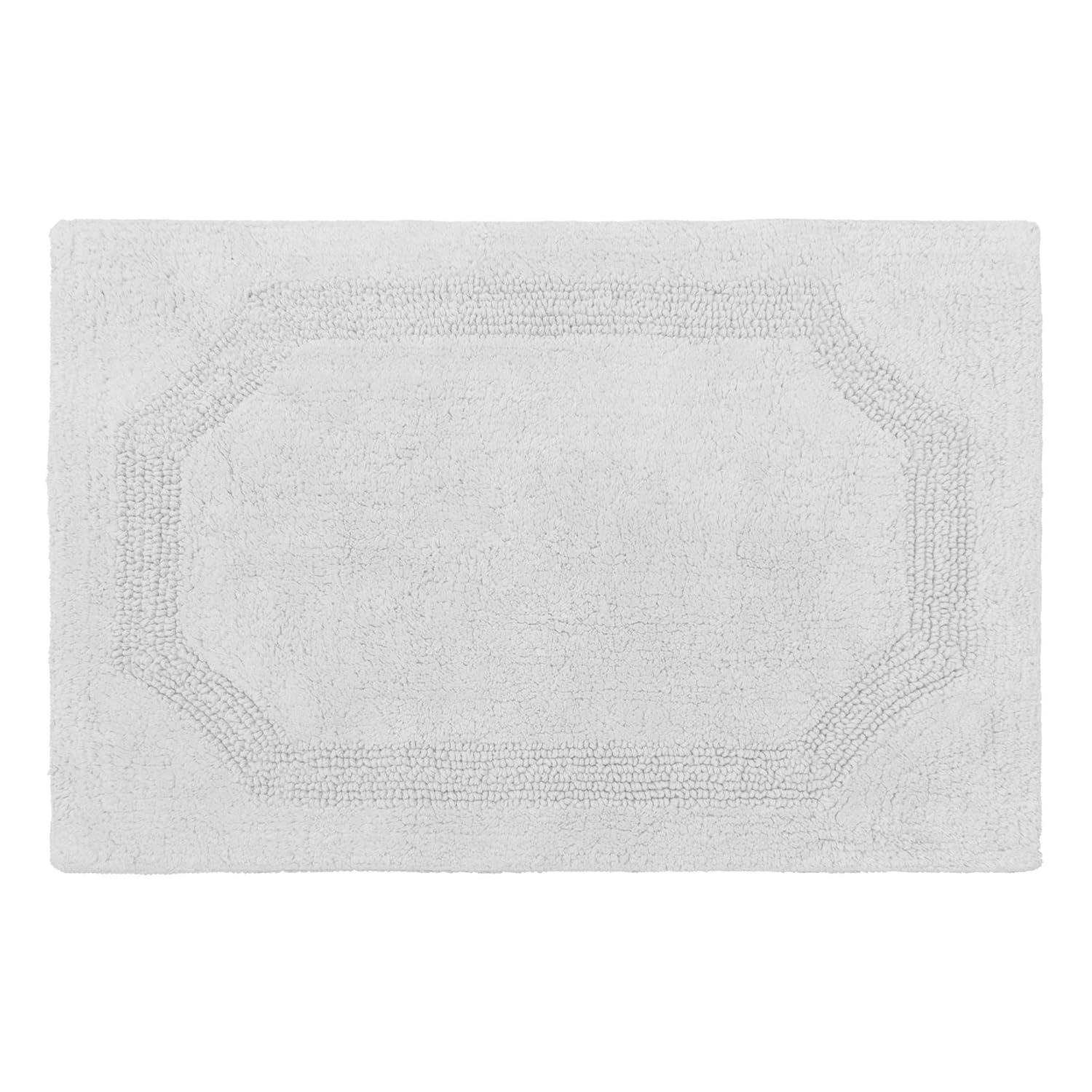 Light Gray Cotton Reversible Bath Mat 21 x 34 Inches