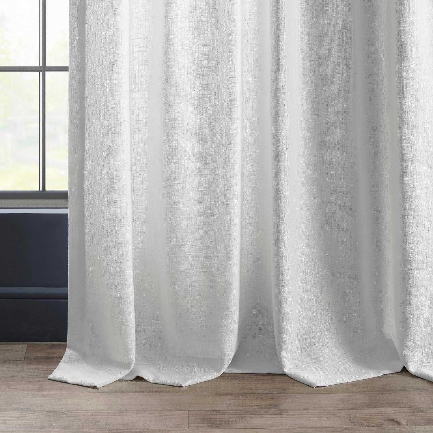 Rice White Heavy Faux Linen Curtain (1 Panel), Rice White, 50W X 108L