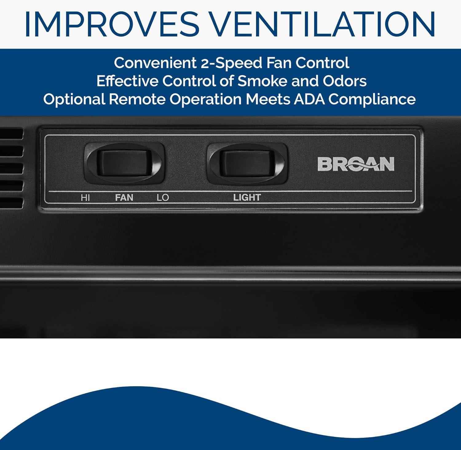 Broan NuTone 30" Stainless Steel Ductless (Non-Vented) Under Cabinet Range Hood with Charcoal Filter