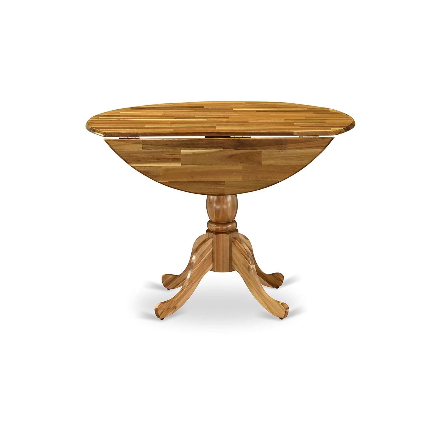 East West Furniture Dublin Wood Dining Table with Pedestal Legs in Natural