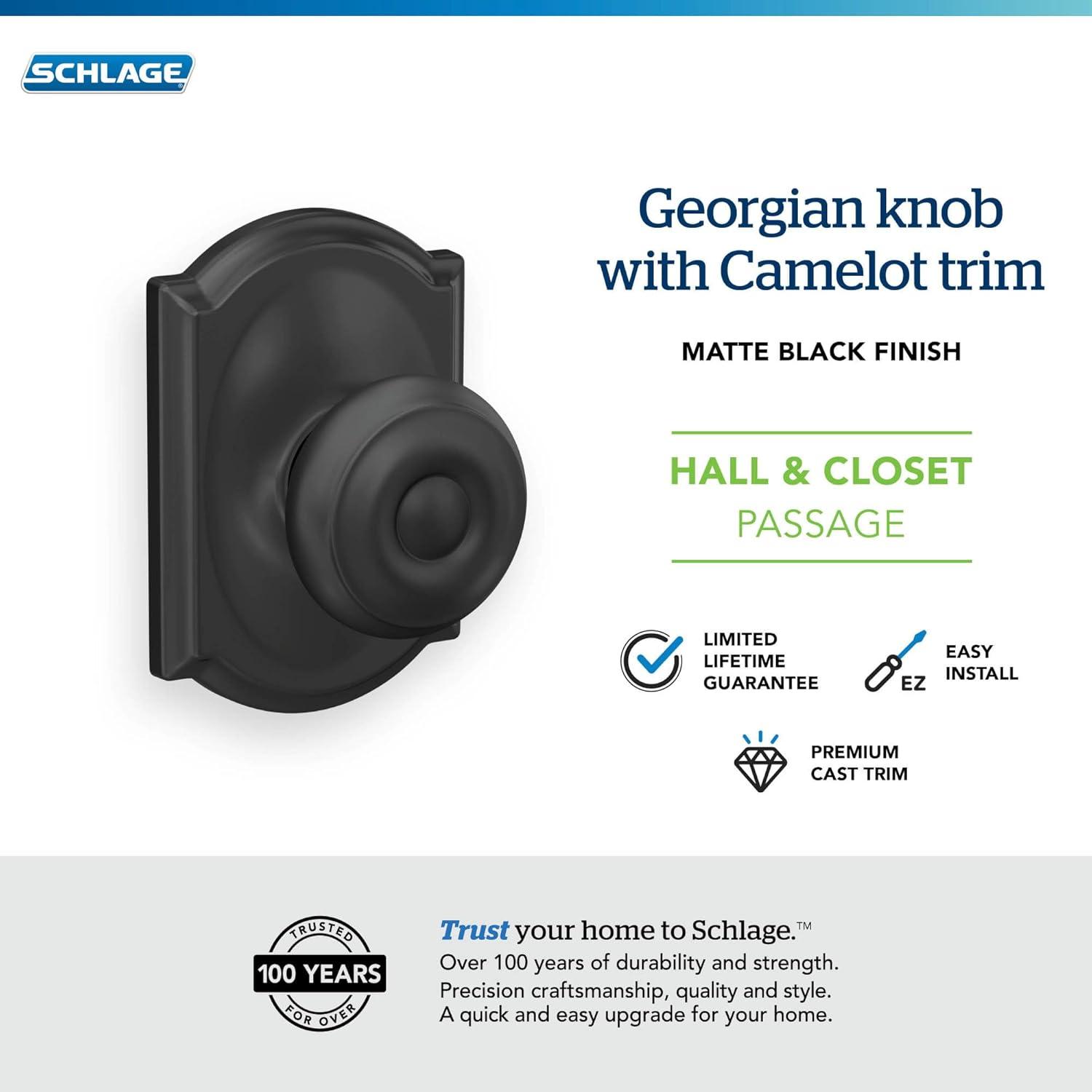 Georgian Passage Knob with Camelot Trim