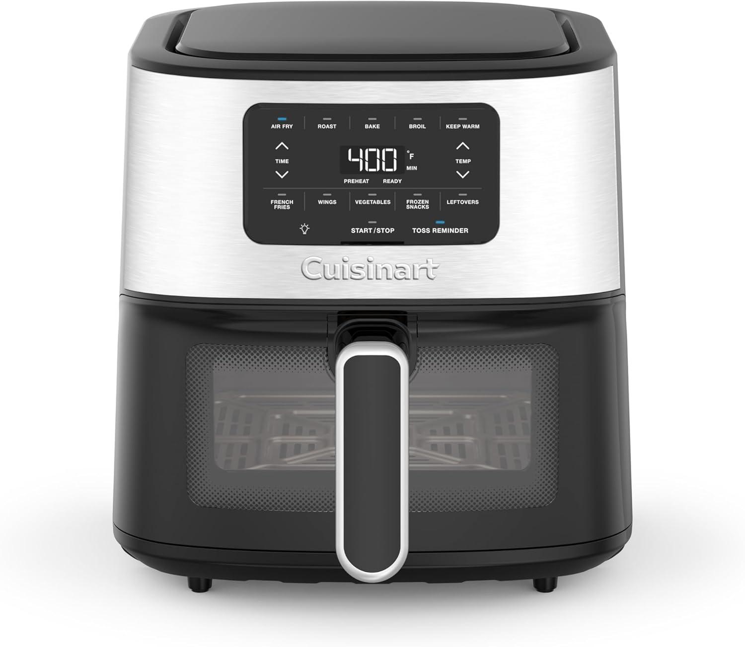 Cuisinart 6qt Basket Stainless Steel AirFryer AIR-200: Digital Control, 1800W, Automatic Shut-Off, Dishwasher-Safe Parts