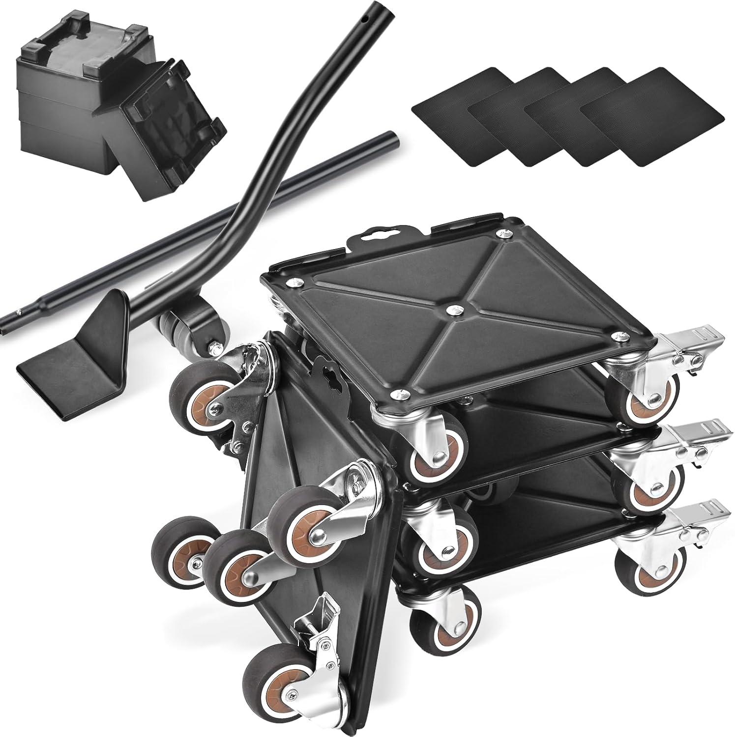 Heavy-Duty Black Carbon Steel Furniture Dolly Set