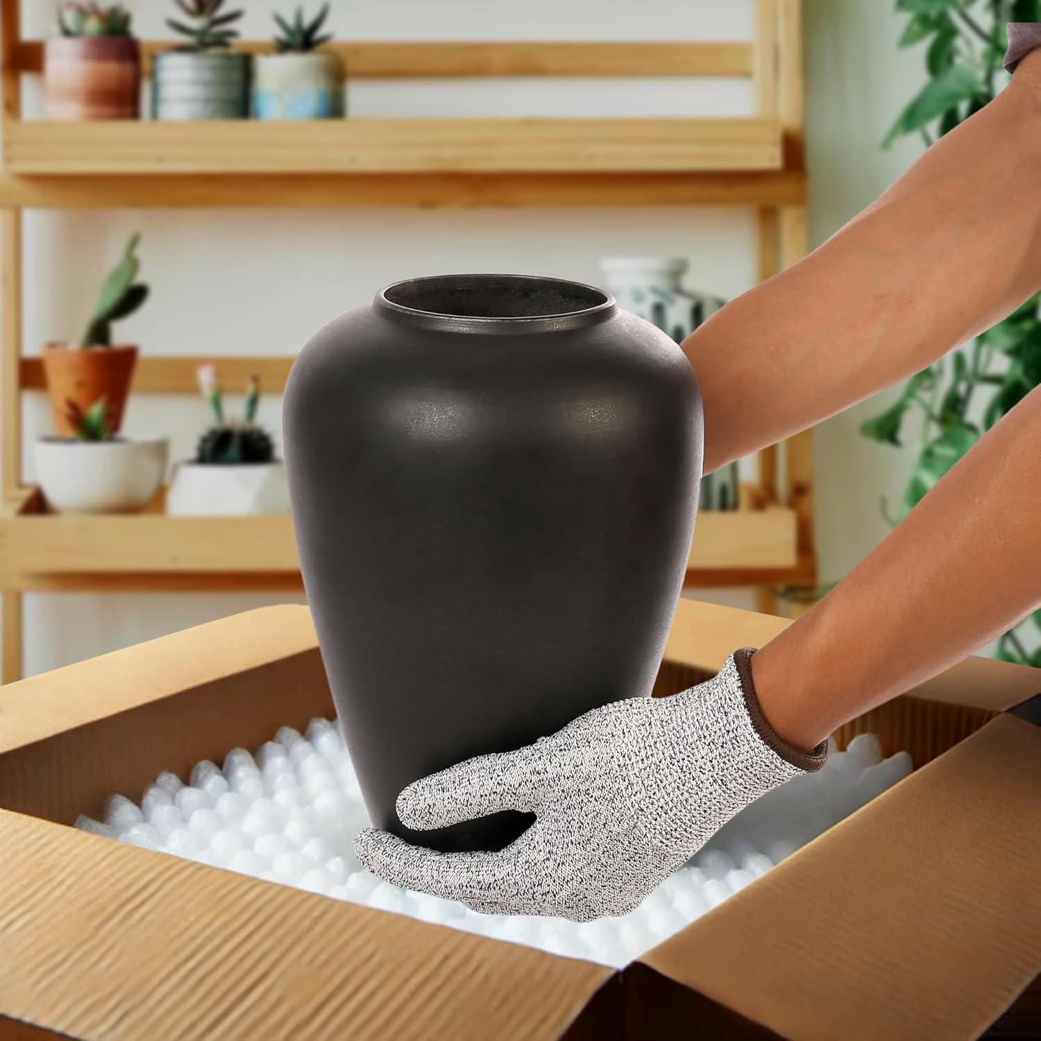 Ceramic Faded Black Vase Home Decor, Flower Vase Modern Trendy Faded Black, Minimalist Farmhouse Table Gift CuteTall Vintage Bookshelf Dining and Coffee Table Decor,Size 9" (23cm) 1pack