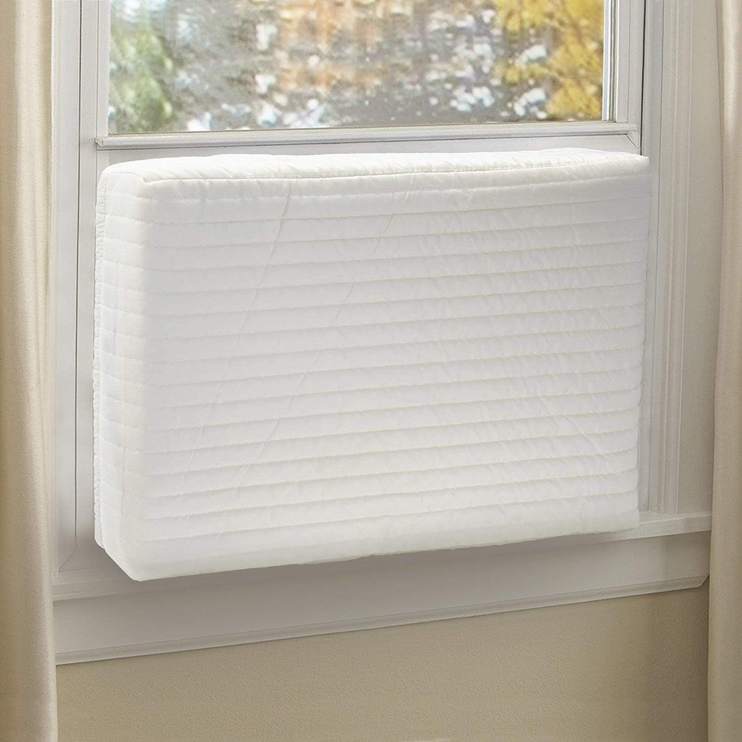 Small White Quilted Indoor Air Conditioner Cover