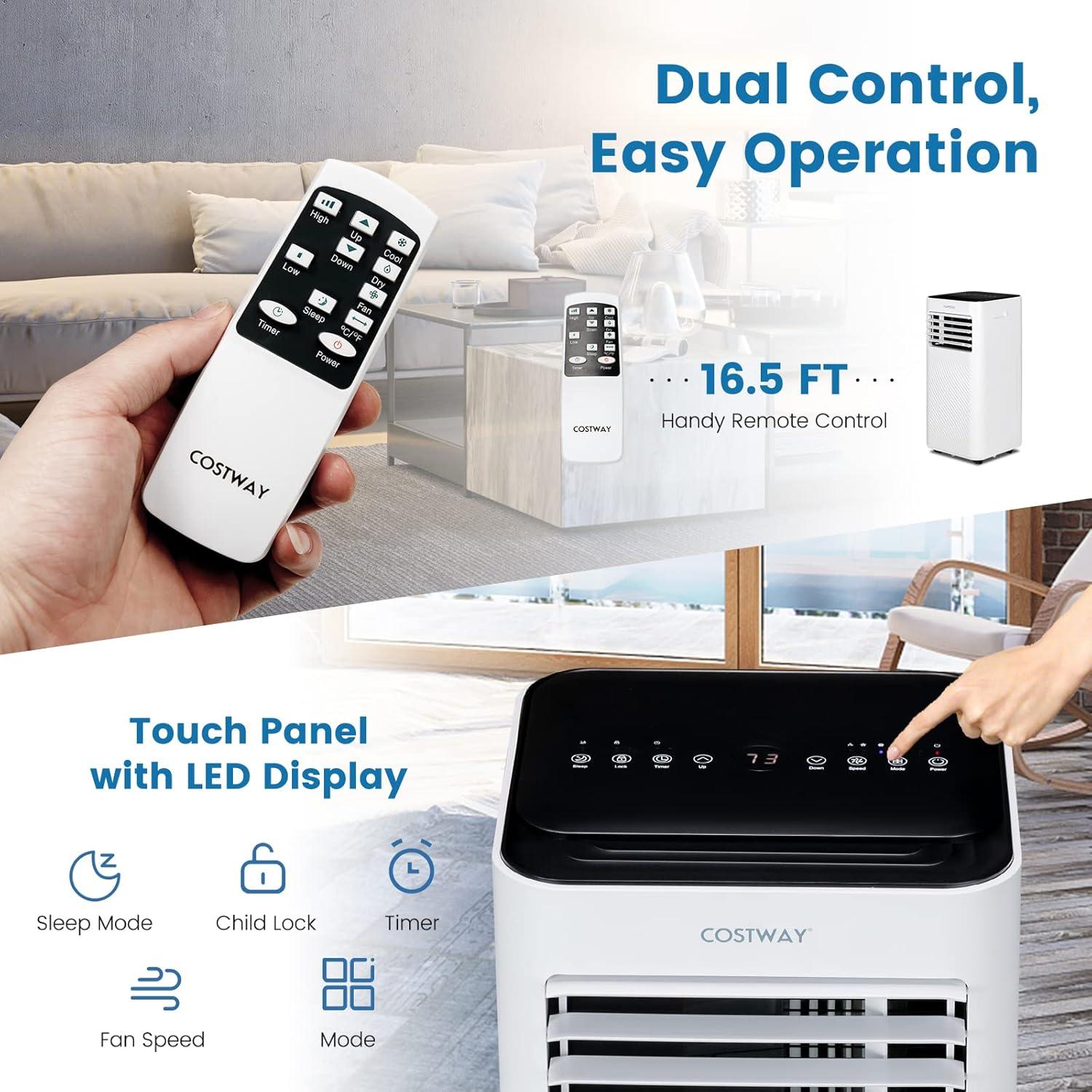 Costway 10000 BTU Portable Air Conditioner 4-in-1 AC with Cool Fan Humidifier Sleep Mode