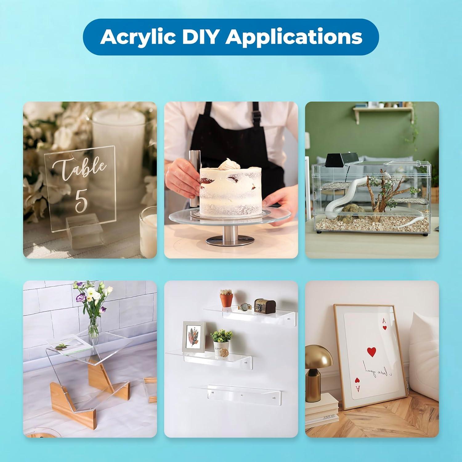 Fab Glass and Mirror Pack of 2 Plastic PET Acrylic Plexiglass Sheet 1/8 inch Thick, Clear 6"x12" (3 mm) with Protective Film, for DIY Craft Projects, Picture Frame, Signs & Table Top, 2 (ACR3M6X12RC)