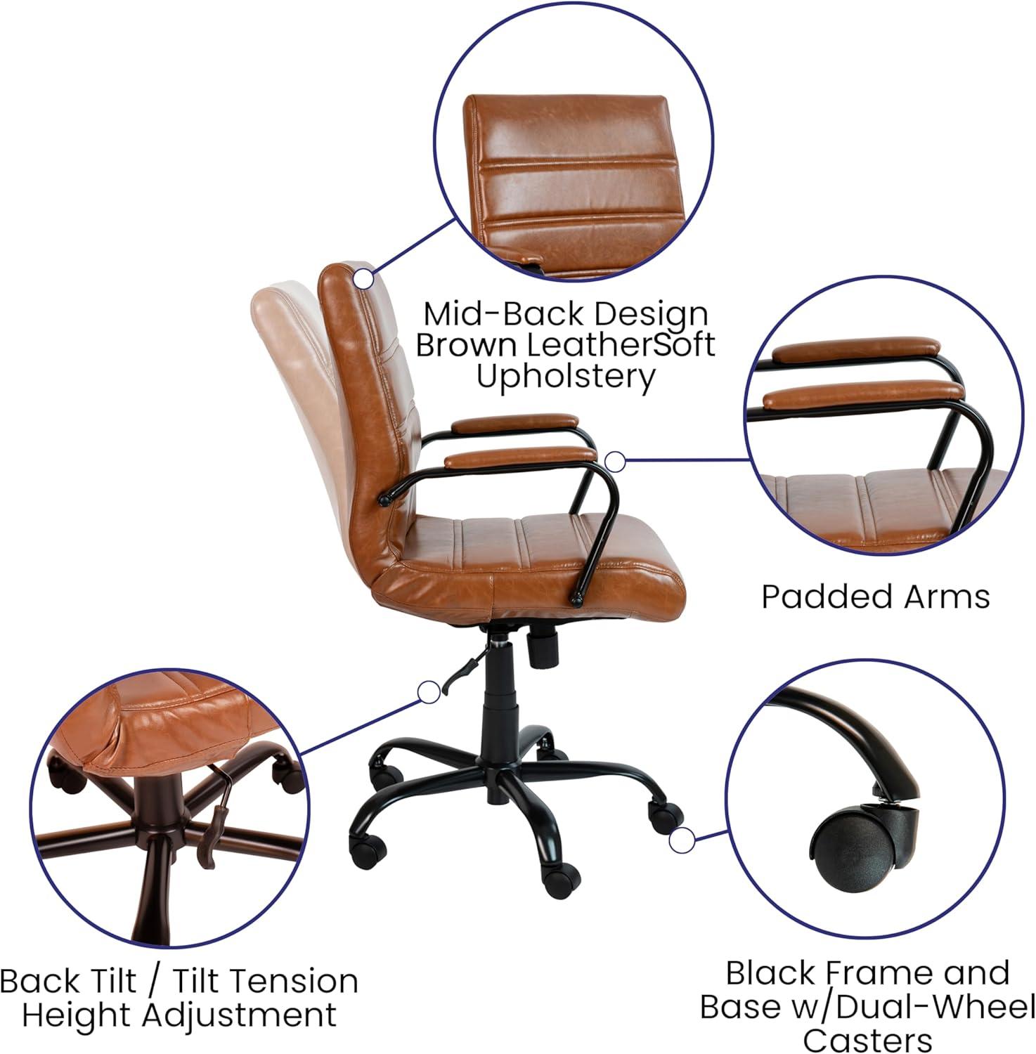 Mid-Back Executive Swivel Office Chair with Metal Frame and Arms