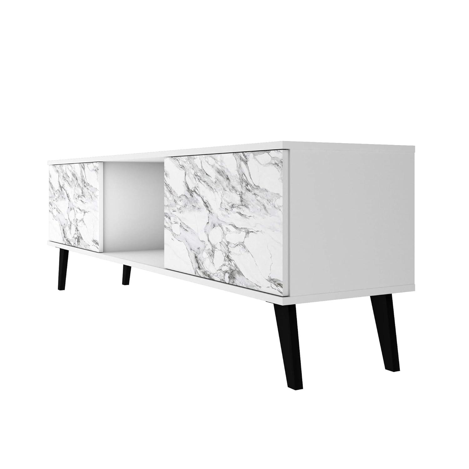 Doyers TV Stand for TVs up to 60" Brown - Manhattan Comfort: Entertainment Center with Open Shelves, Cable Management