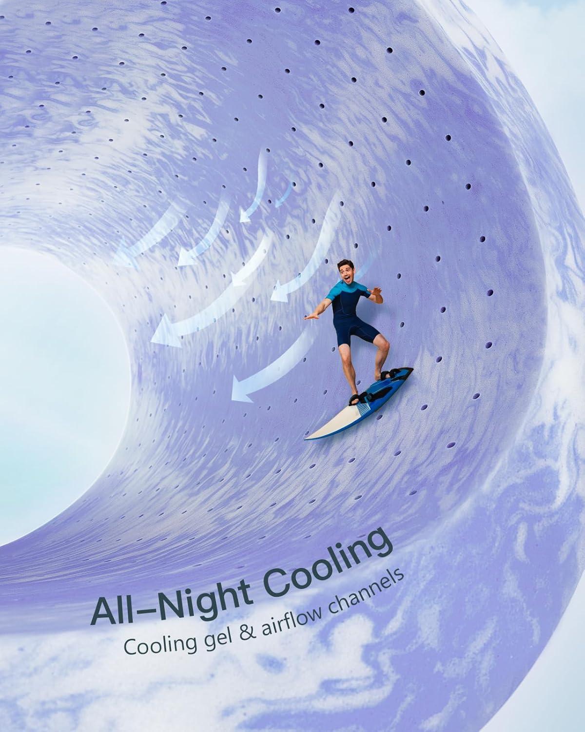 Queen Size Cooling Gel Memory Foam Mattress Topper