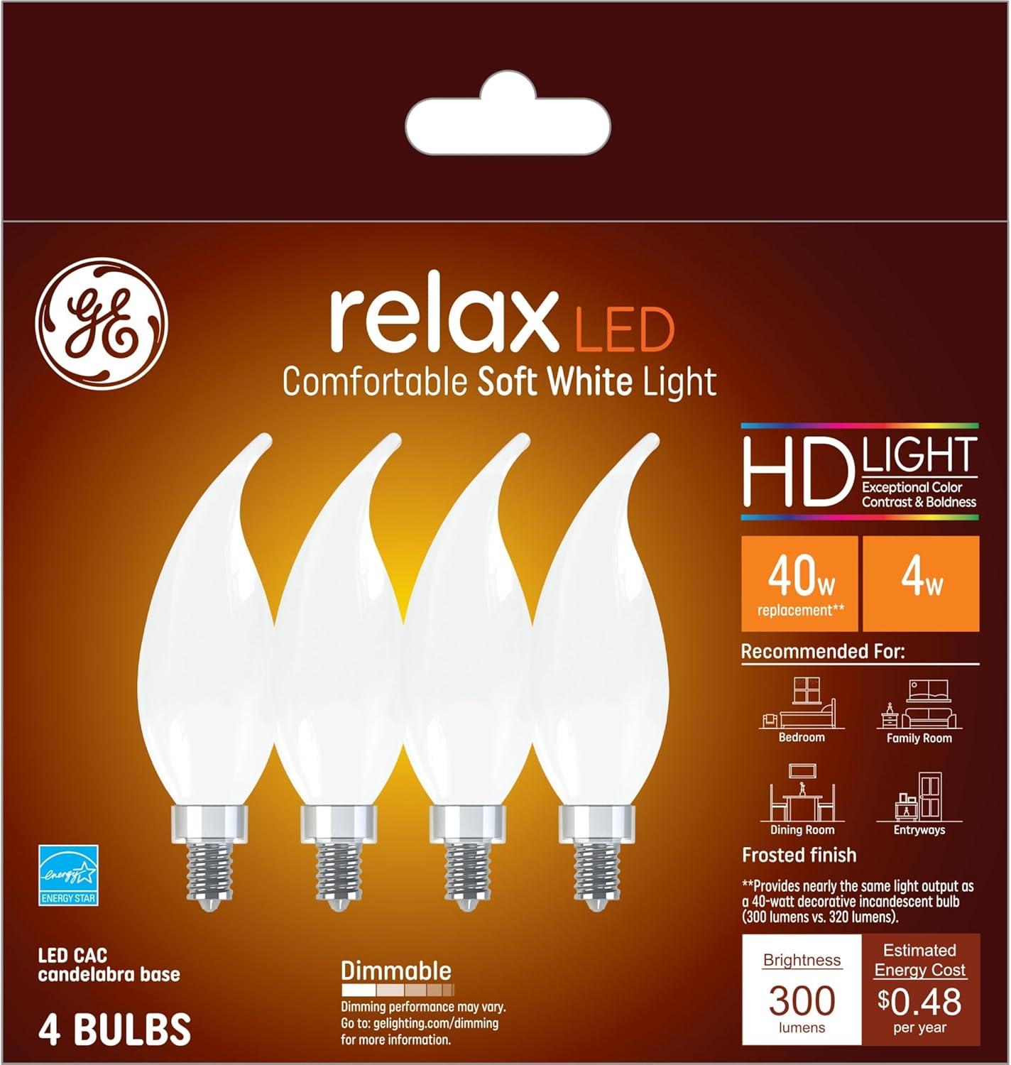 GE 4pk 40W Refresh LED Decorative Light Bulbs