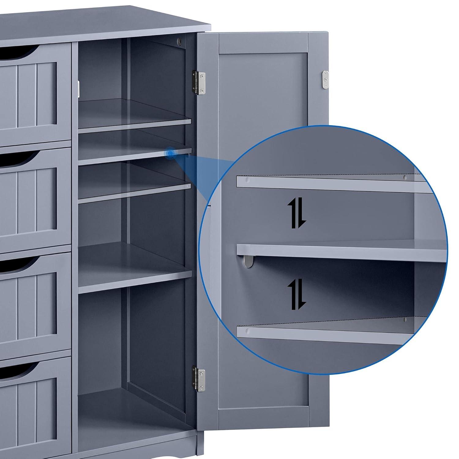 Yaheetech Wooden Bathroom Floor Cabinet with 4 Drawers Gray