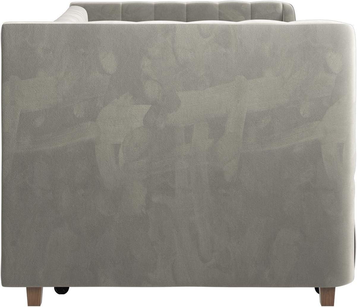 Elegant Gray Velvet Twin Daybed with Tufted Trundle