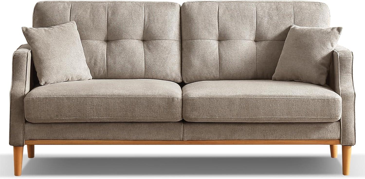 3 Seater Sofa with USB Charge Port and 2 Pillows, 70.1inch Waterproof Fabric Couch , Modern Sofa Lounge Couch for Compact Small Space, Living Room Apartment Office, Light Gray