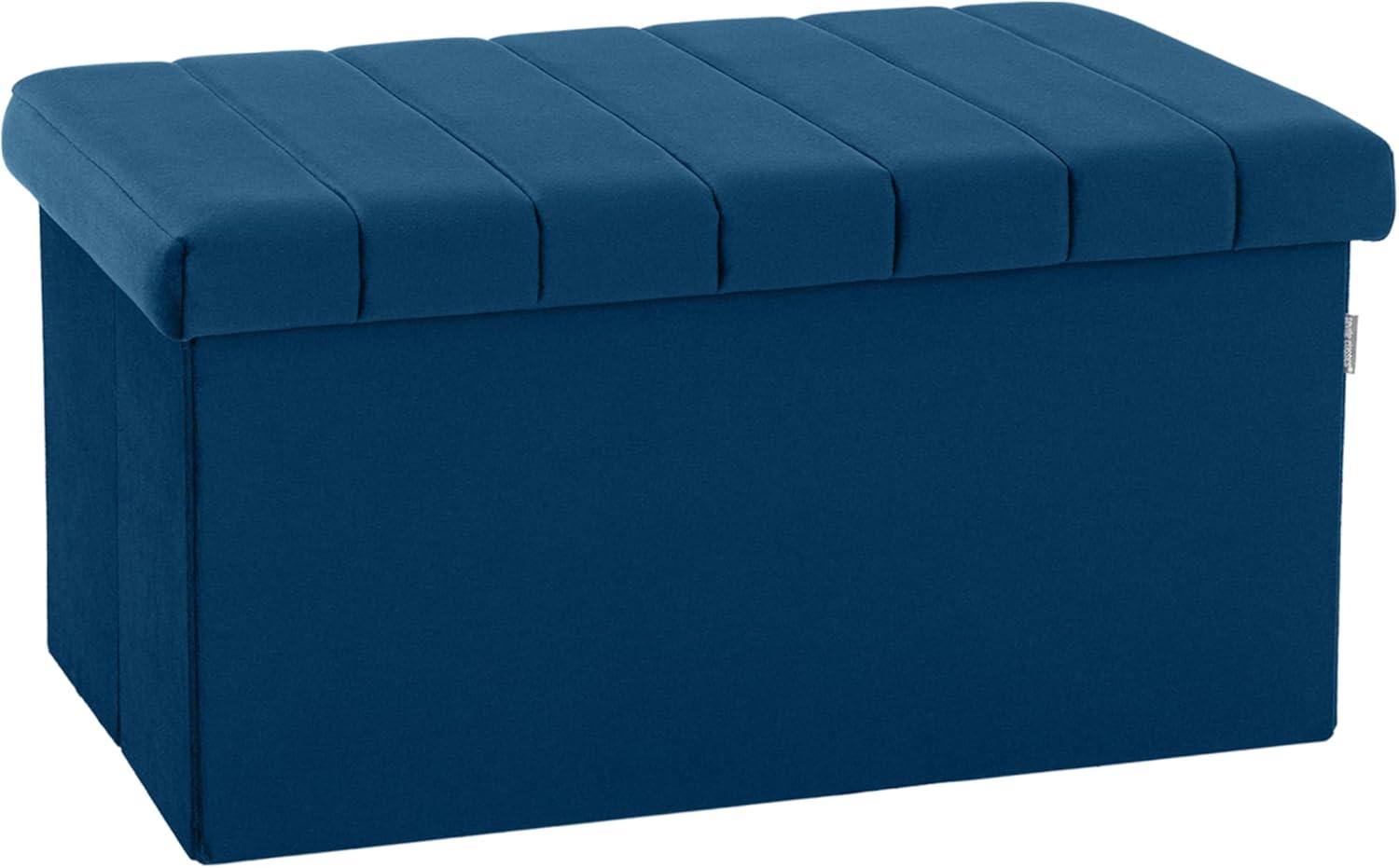 Blue Velvet Tufted Storage Trunk Ottoman, 30 Inch