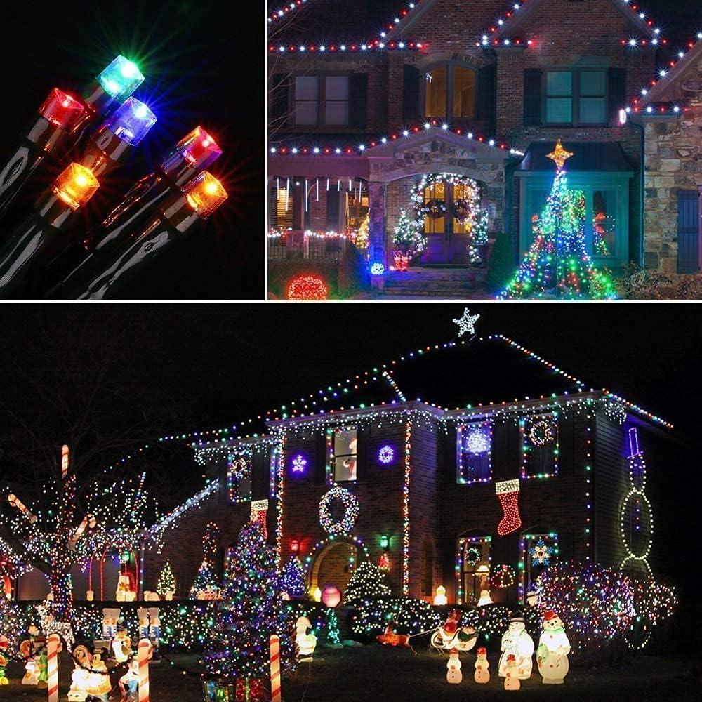 Agvmi 2-Pack Solar Christmas Lights Outdoor Waterproof, 200 LED 72FT Solar Powered String Lights with 8 Modes, Solar Fairy Lights for Xmas Tree Party Wedding Garden Decorations Multi-Colored