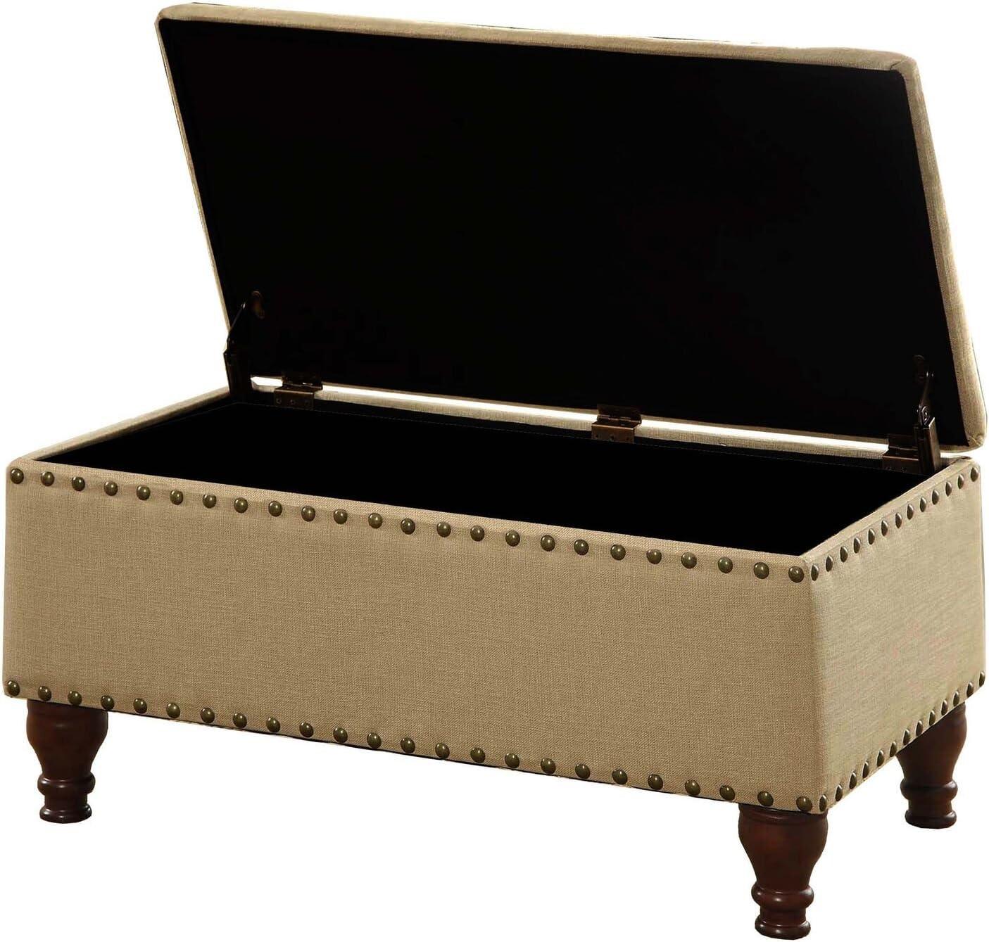 Large Rectangle Storage Bench with Nailhead Trim - HomePop