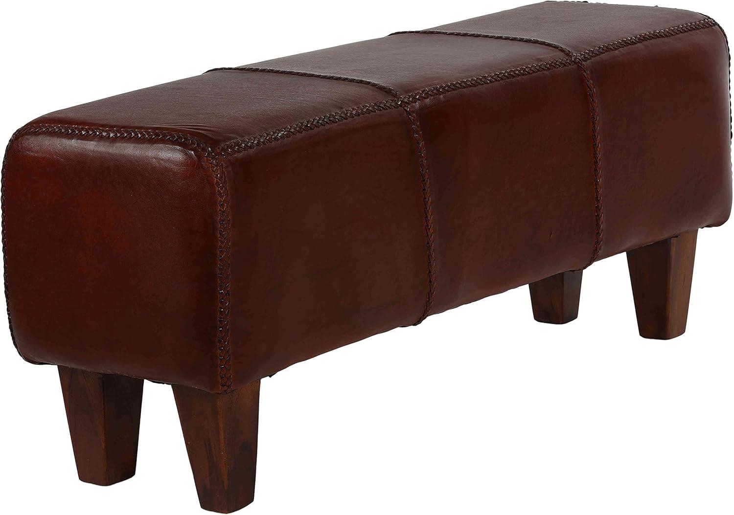 Genuine Leather Upholstered Bench