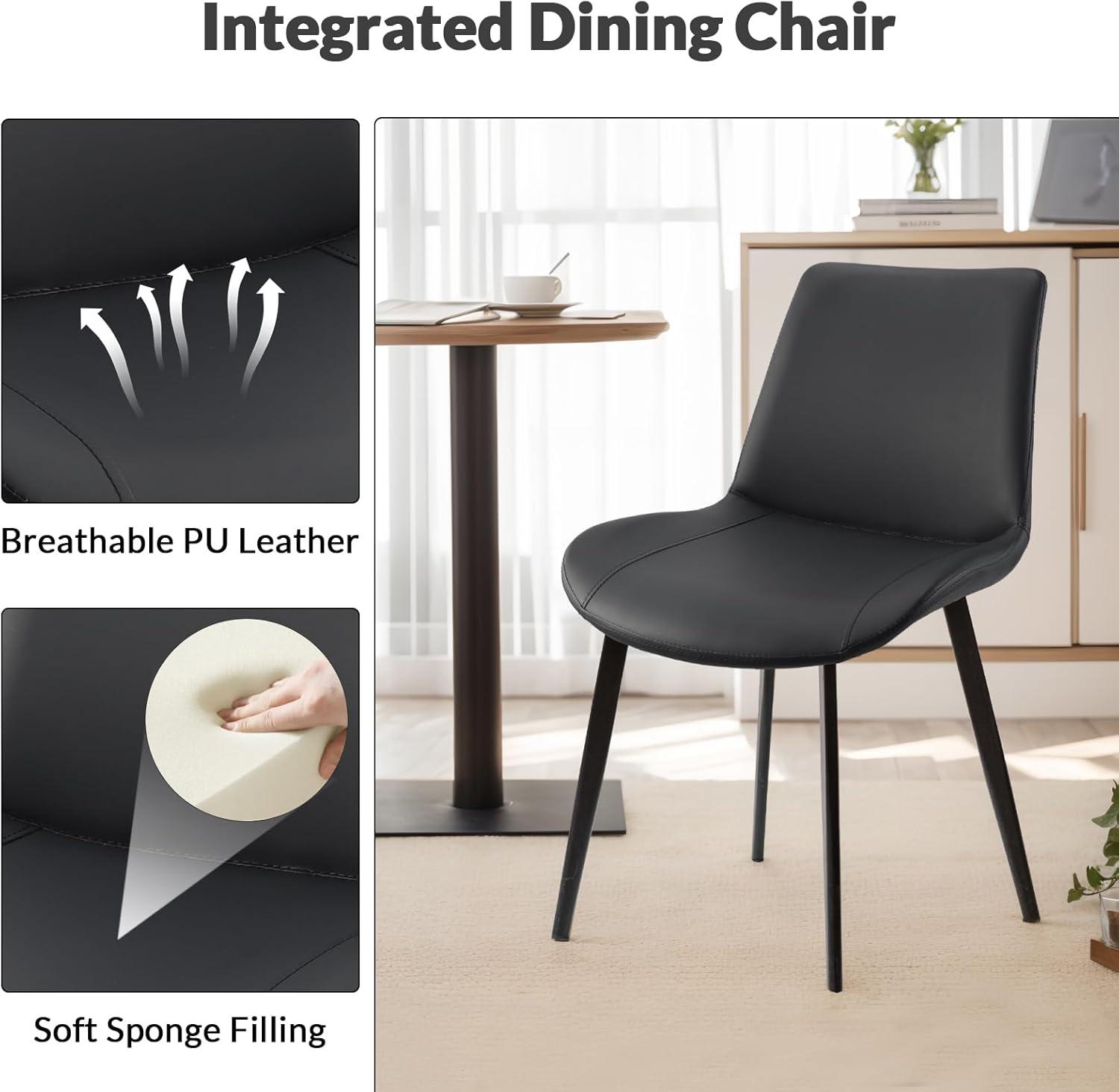 Shenay PU Leather Dining Room Chair with Metal Legs for Indoor Kitchen Living Room